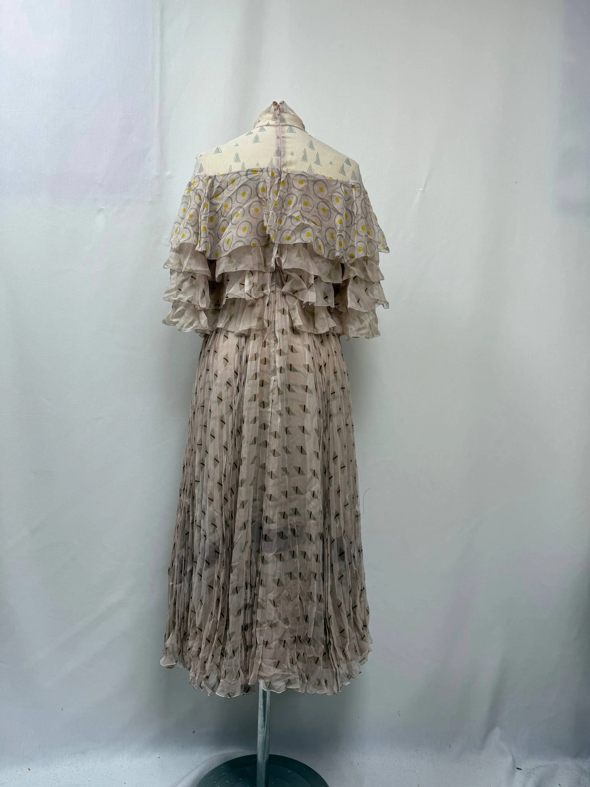 Women's Valentino Pleated Midi Dress in Beige Silk - Image 10