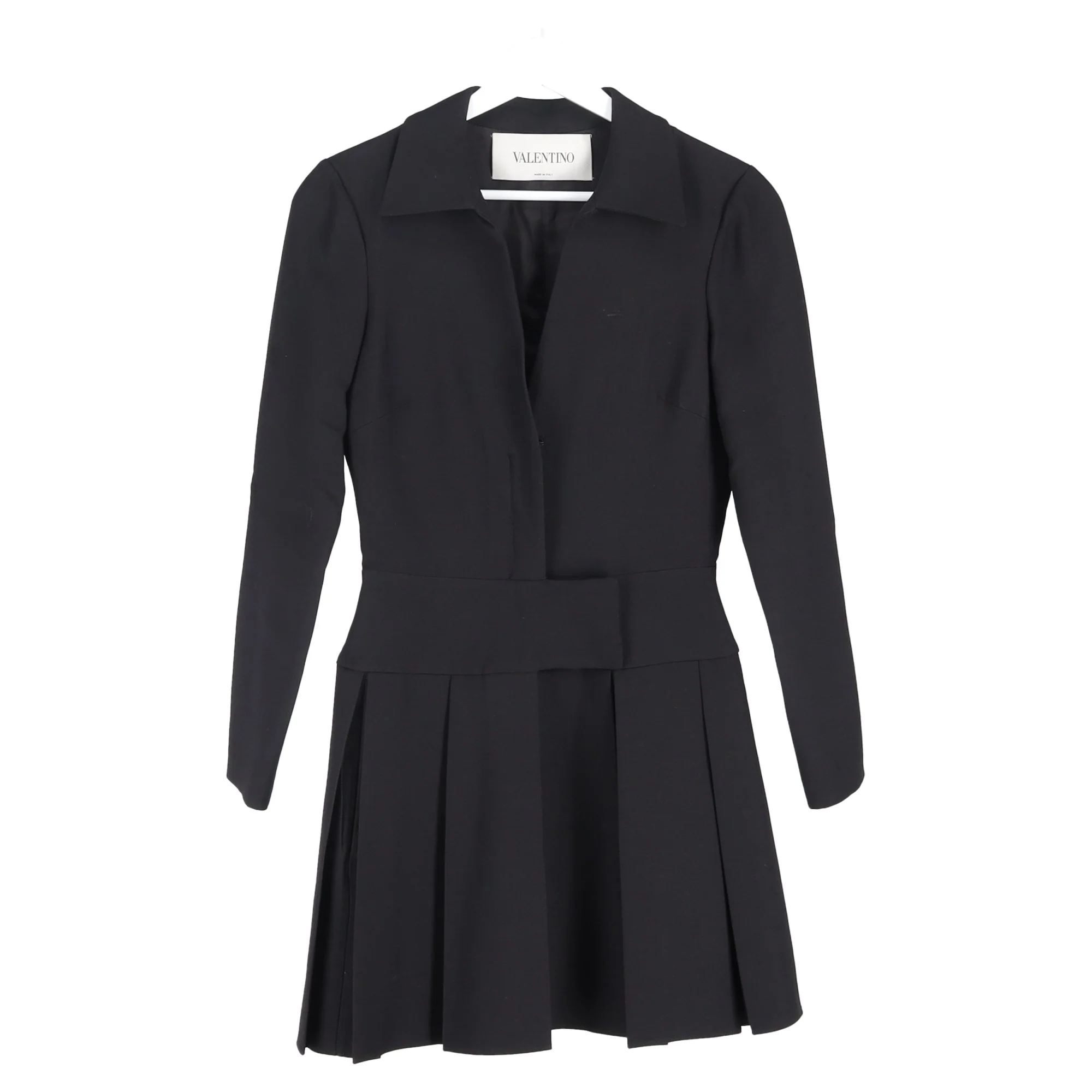 Women's Valentino Pleated Mini Dress in Black Polyester