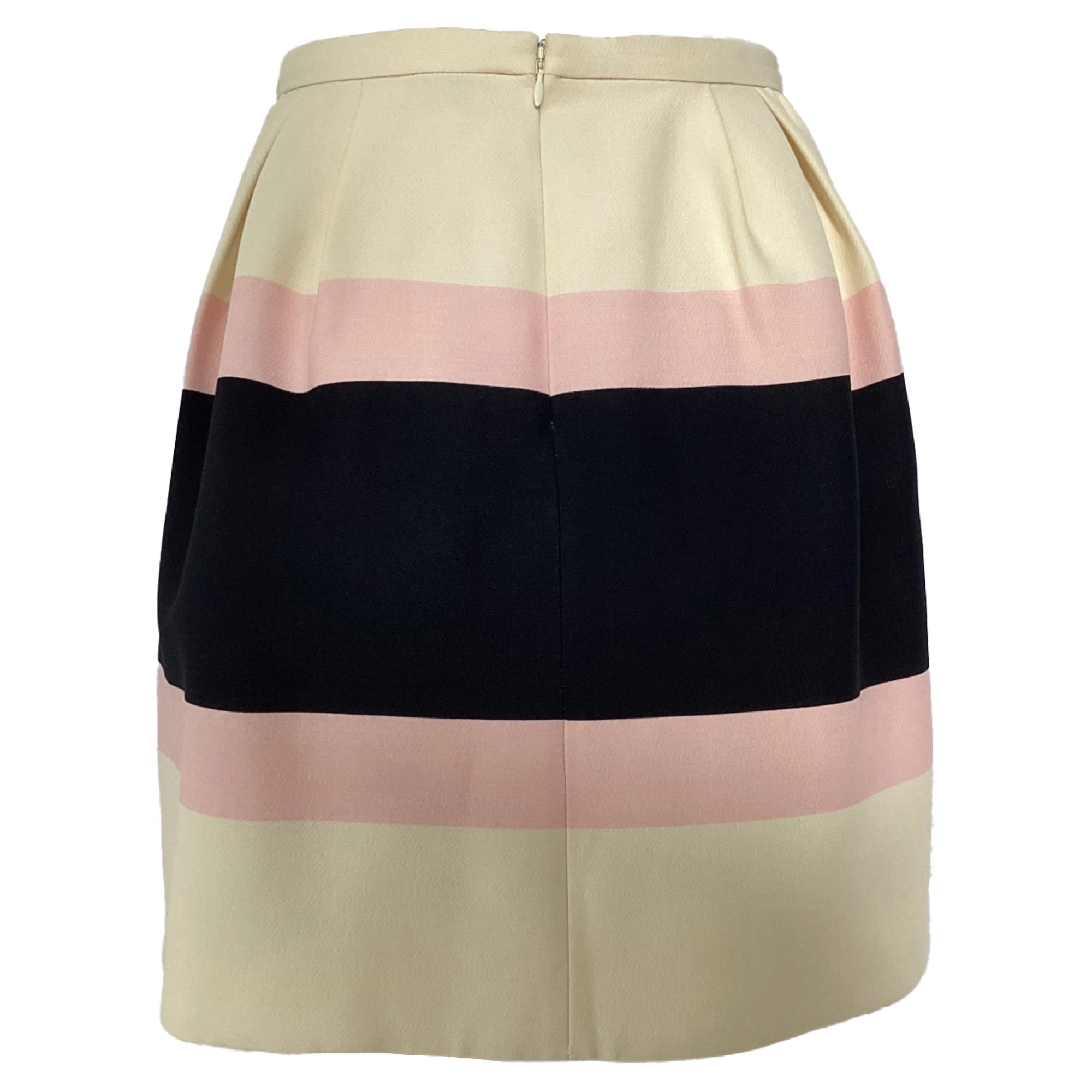 Women's Valentino Pleated Striped Crepe Mini Skirt in Cream Wool - Image 2