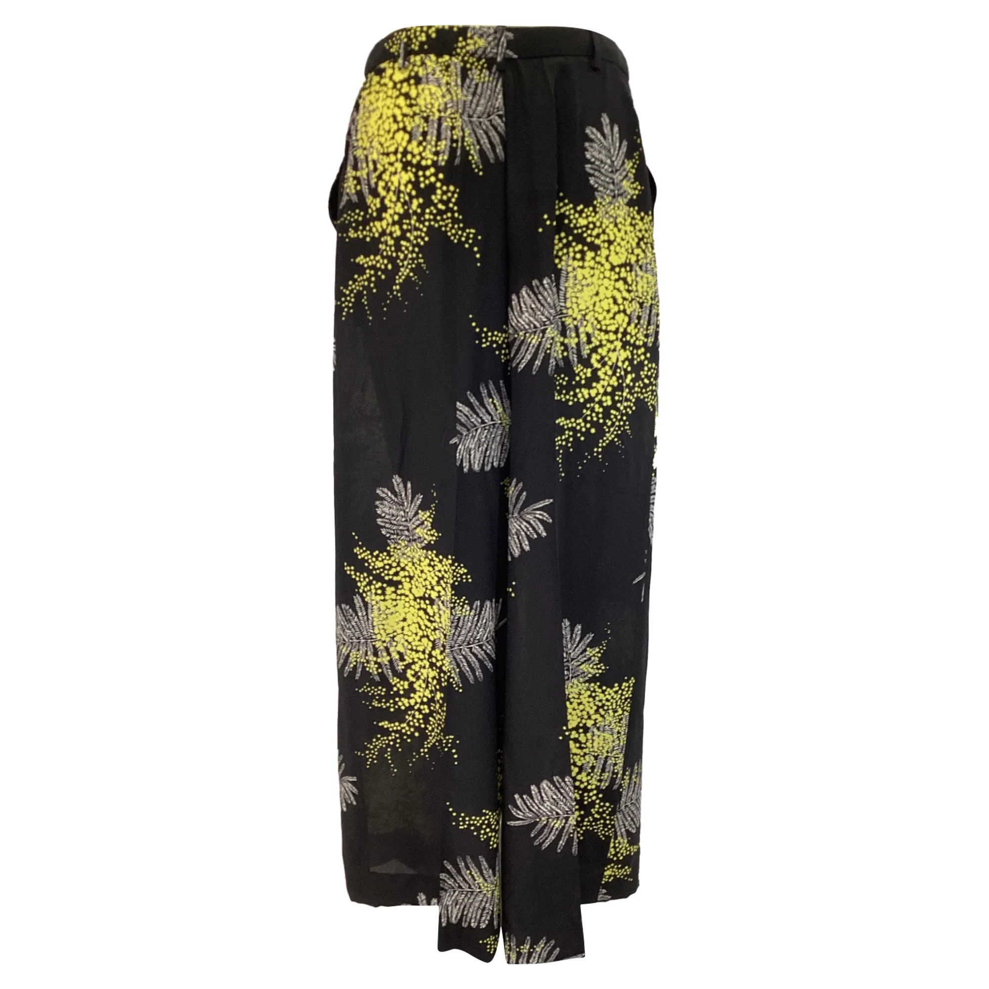 Women's Valentino Printed Crepe Wide-Leg Pants in Black Silk - Image 2