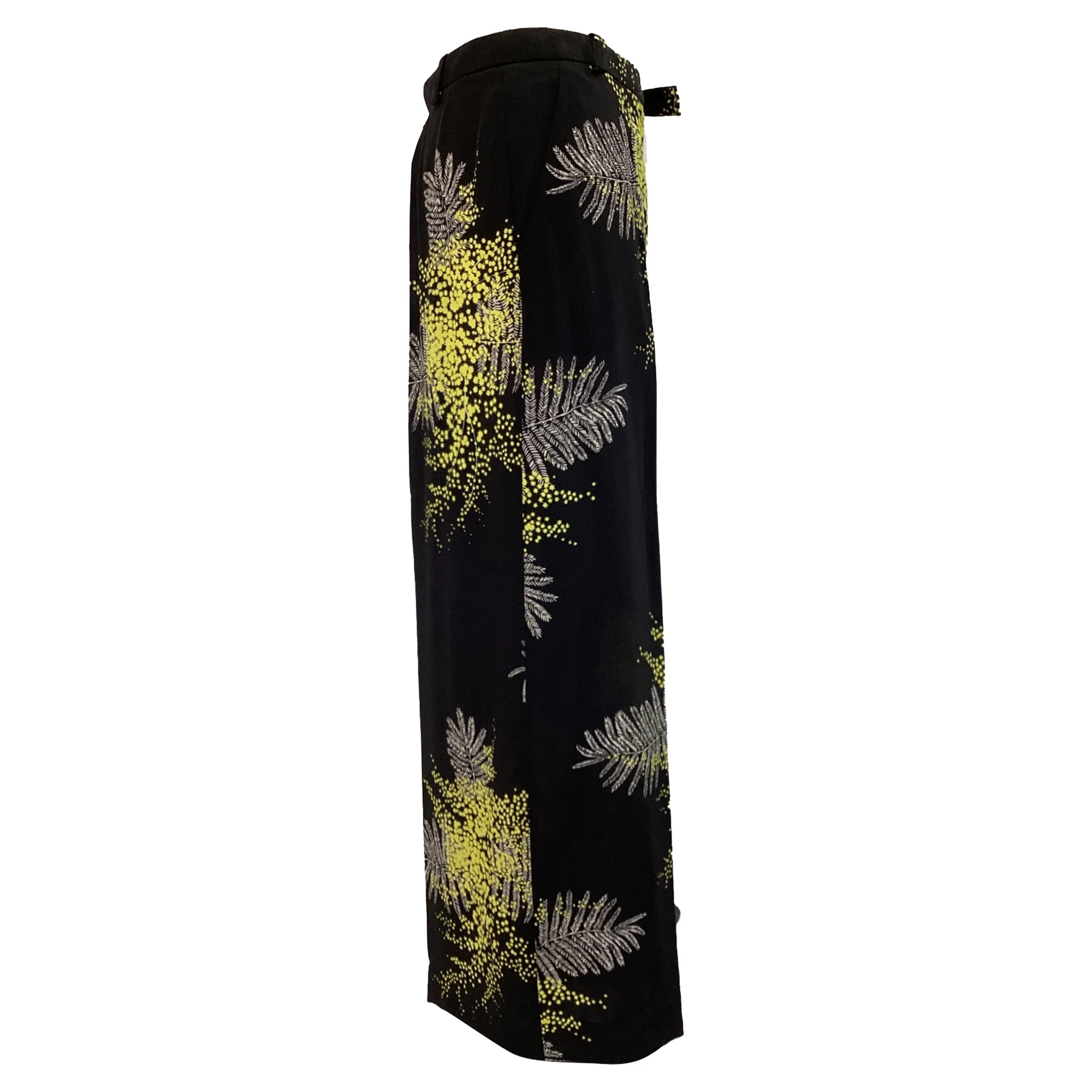 Women's Valentino Printed Crepe Wide-Leg Pants in Black Silk - Image 3
