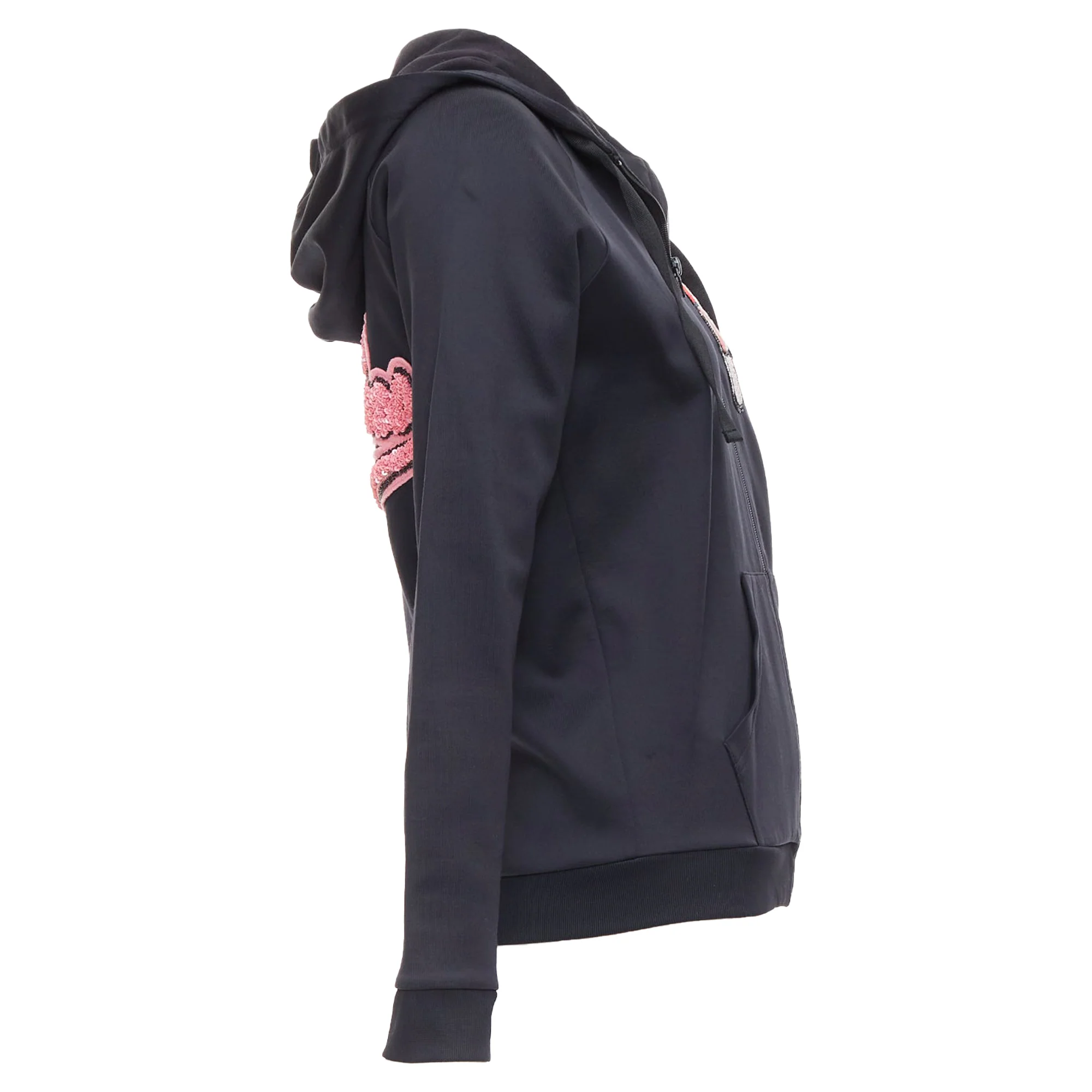 Women's Valentino Red velvet lipstick beaded applique hoodie - Image 5