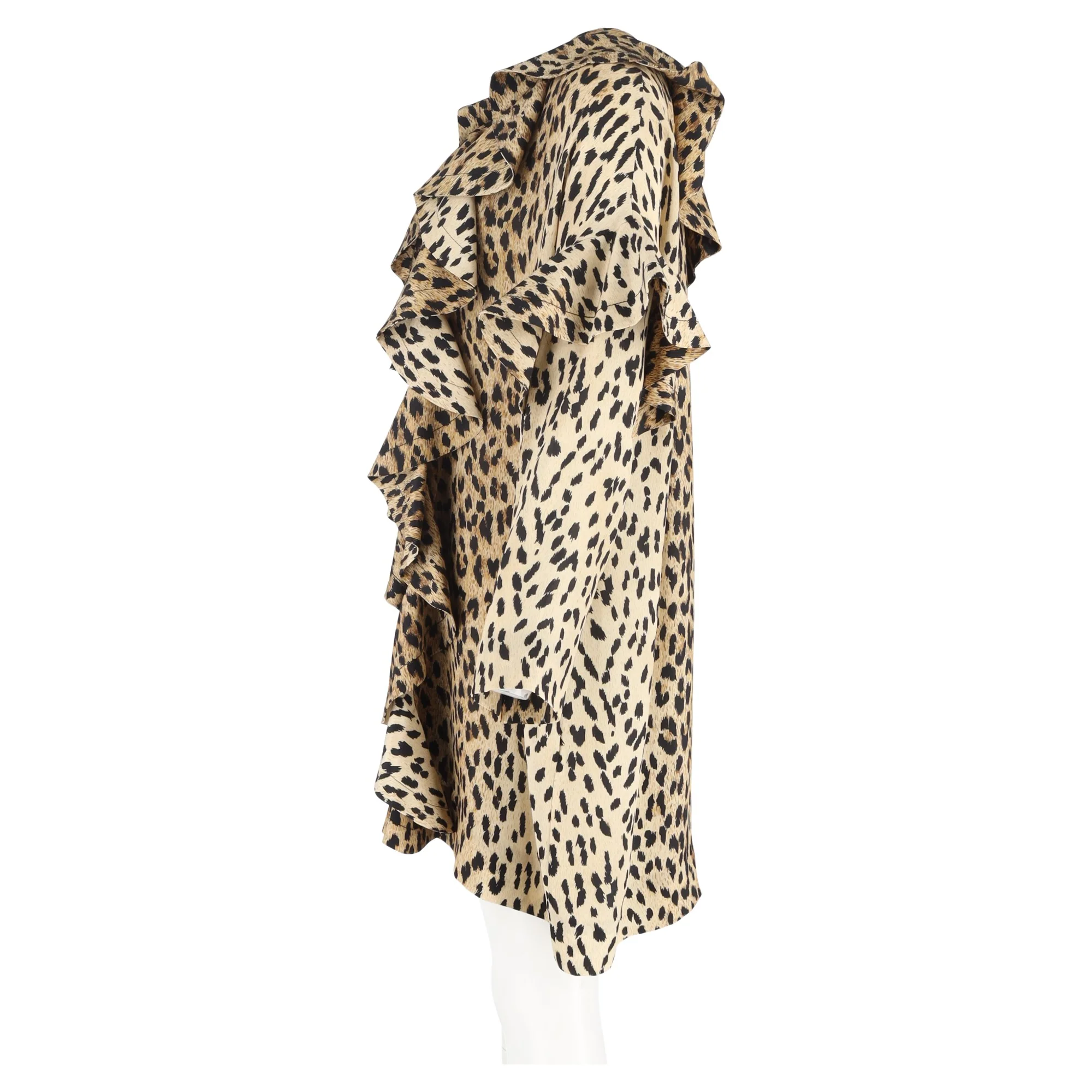 Women's Valentino Ruffled Crepe Mini Dress in Animal Print Silk - Image 5