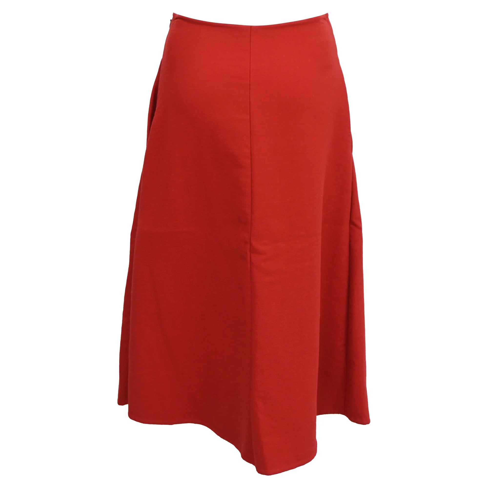 Women's Valentino V-logo Midi Skirt in Red Virgin Wool - Image 3
