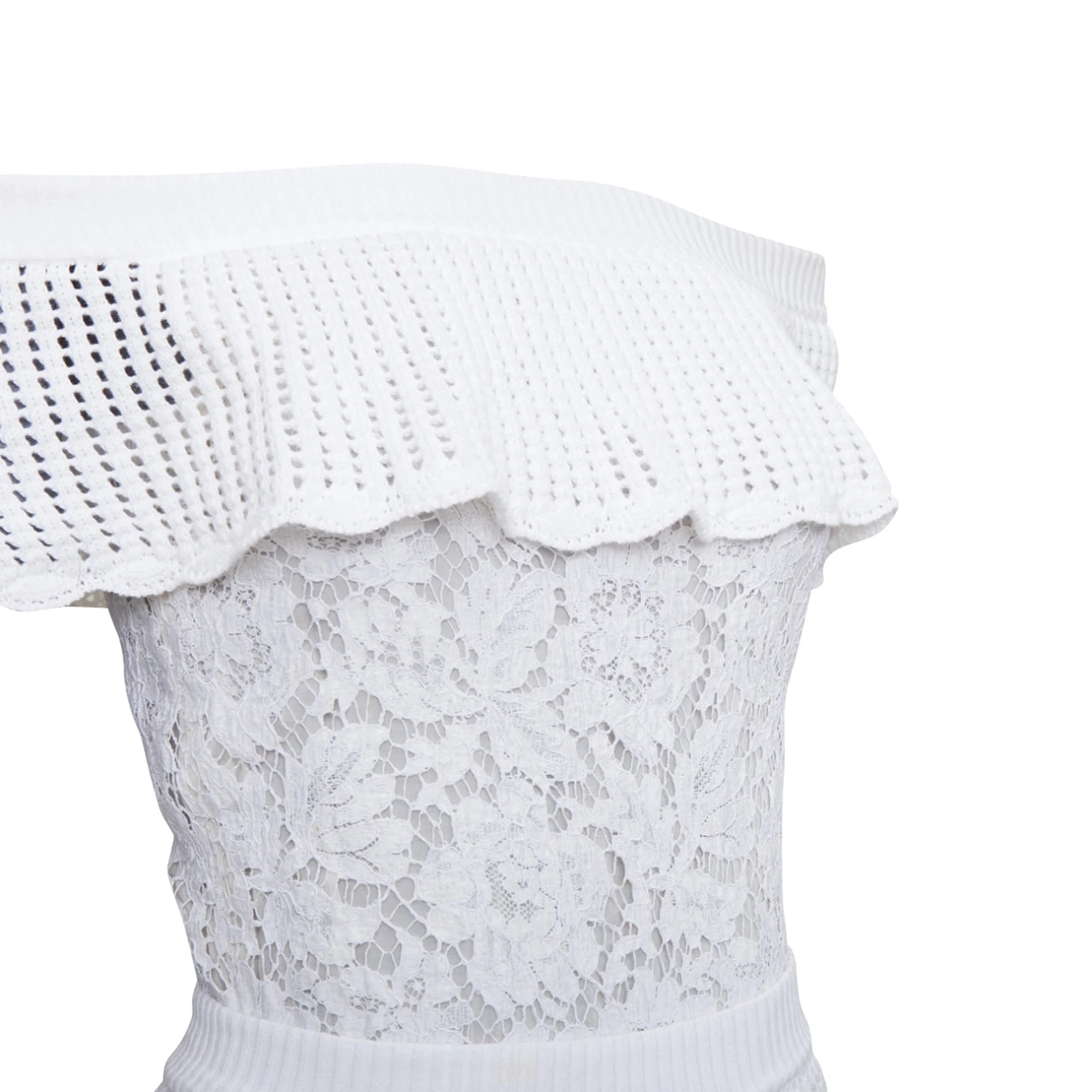 Women's Valentino white lace off shoulder playsuit - Image 2