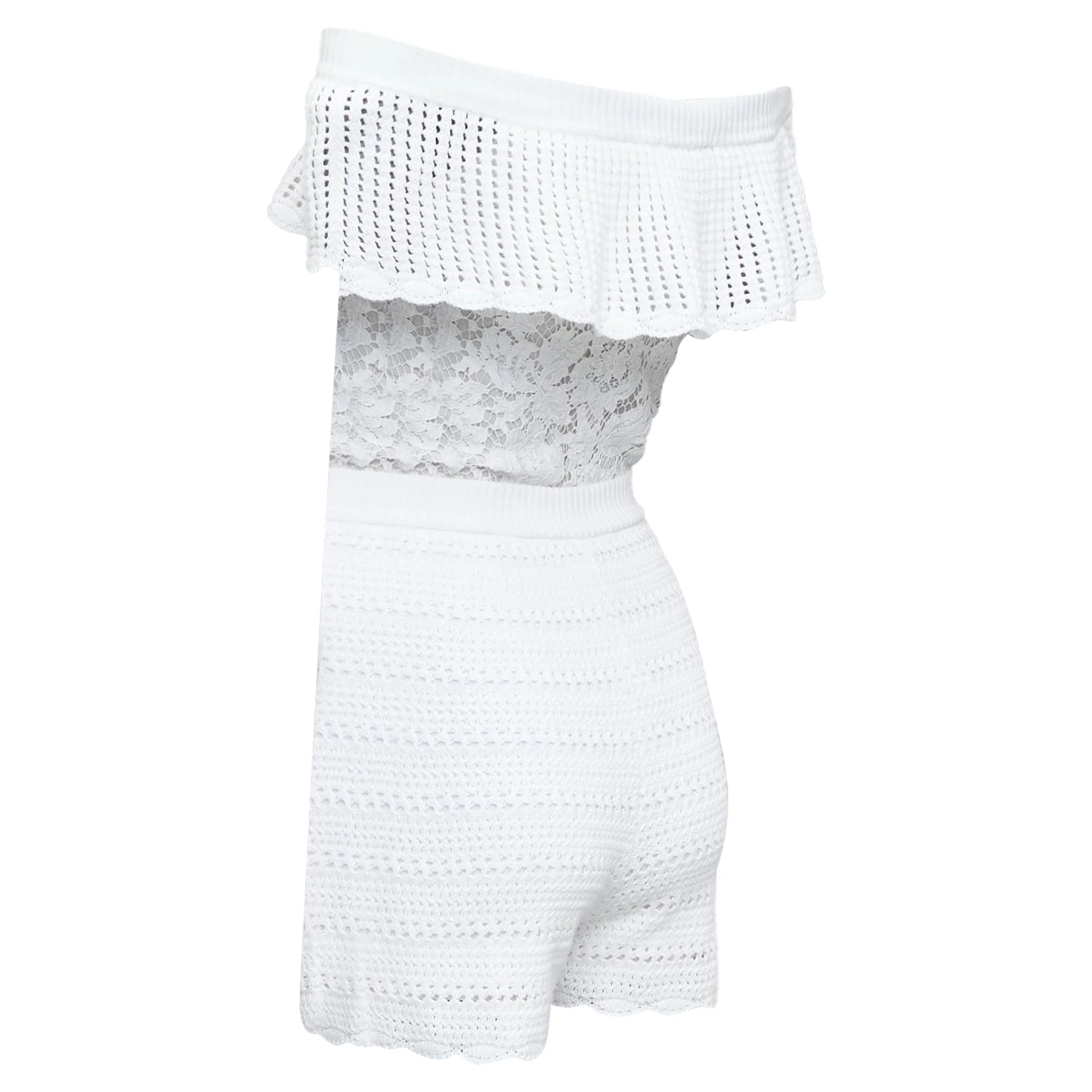 Women's Valentino white lace off shoulder playsuit - Image 6