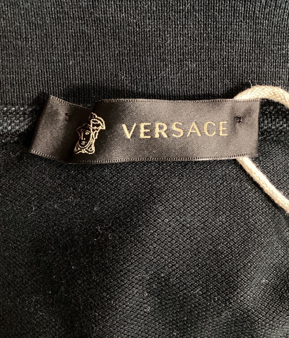 Men's Versace Medusa Embroidered Polo Shirt in Black Cotton - Image 6