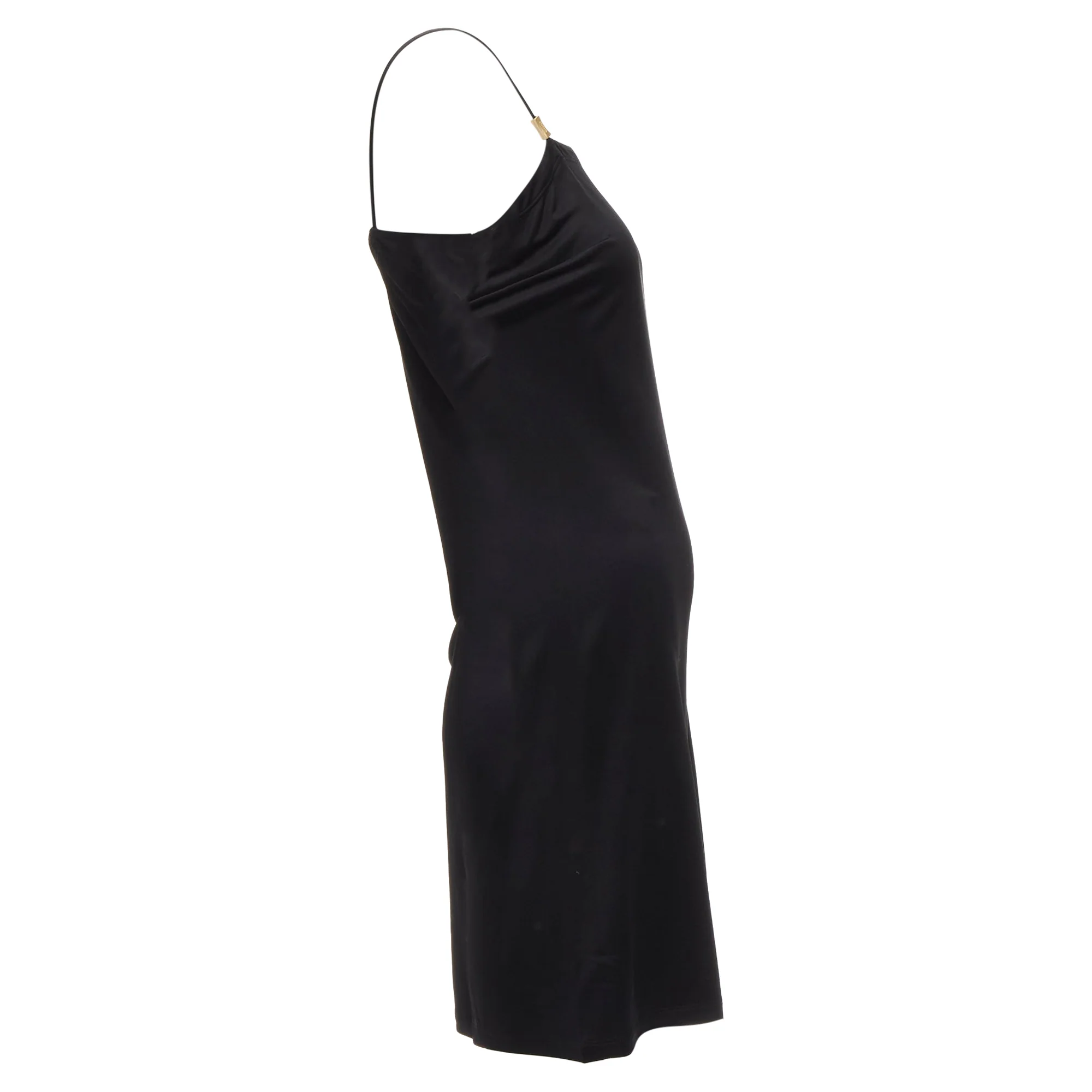 Women's Gianni Versace logo charm asymmetric drape slip mini dress - Image 4