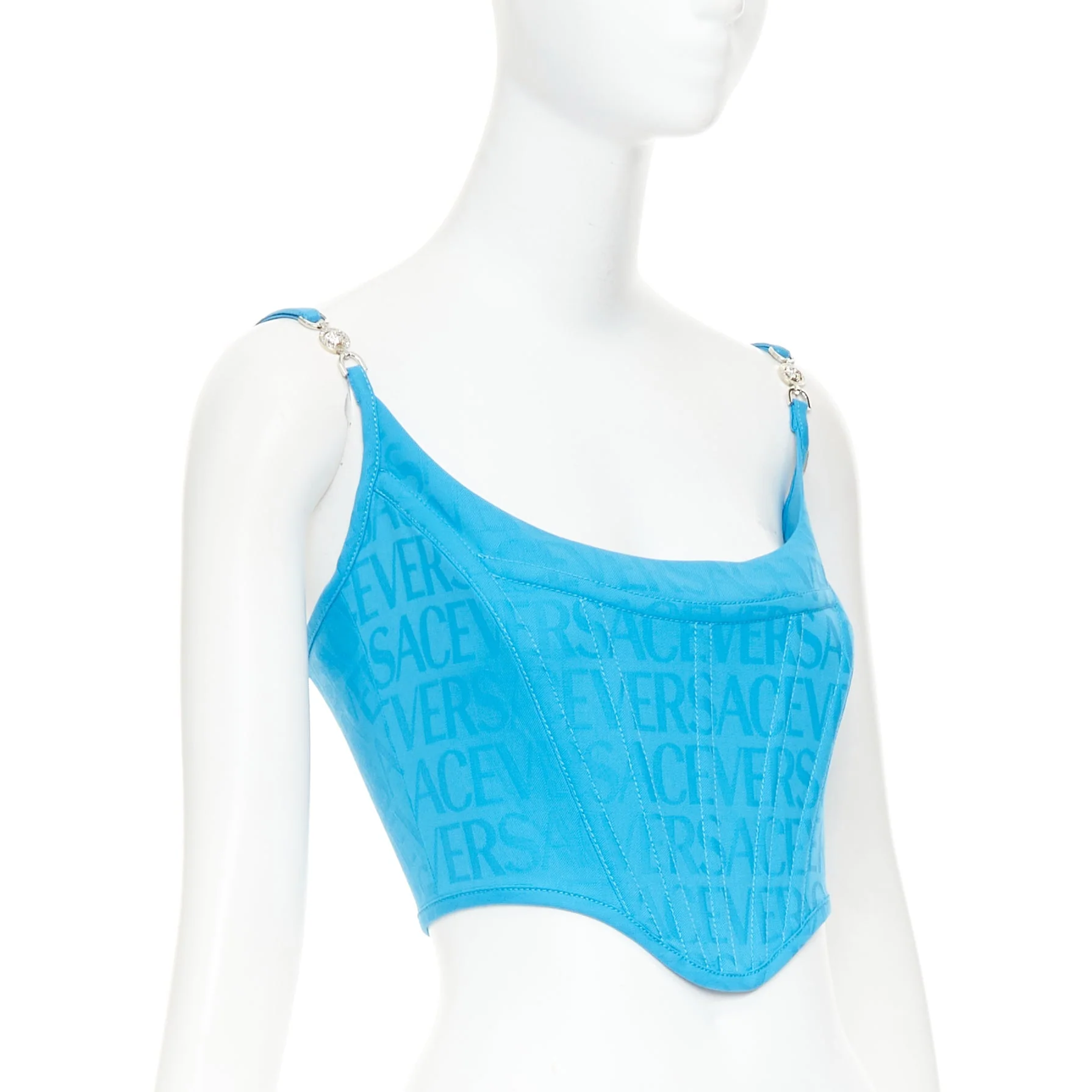 Women's New Versace Medusa '95 monogram boned bustier top - Image 3