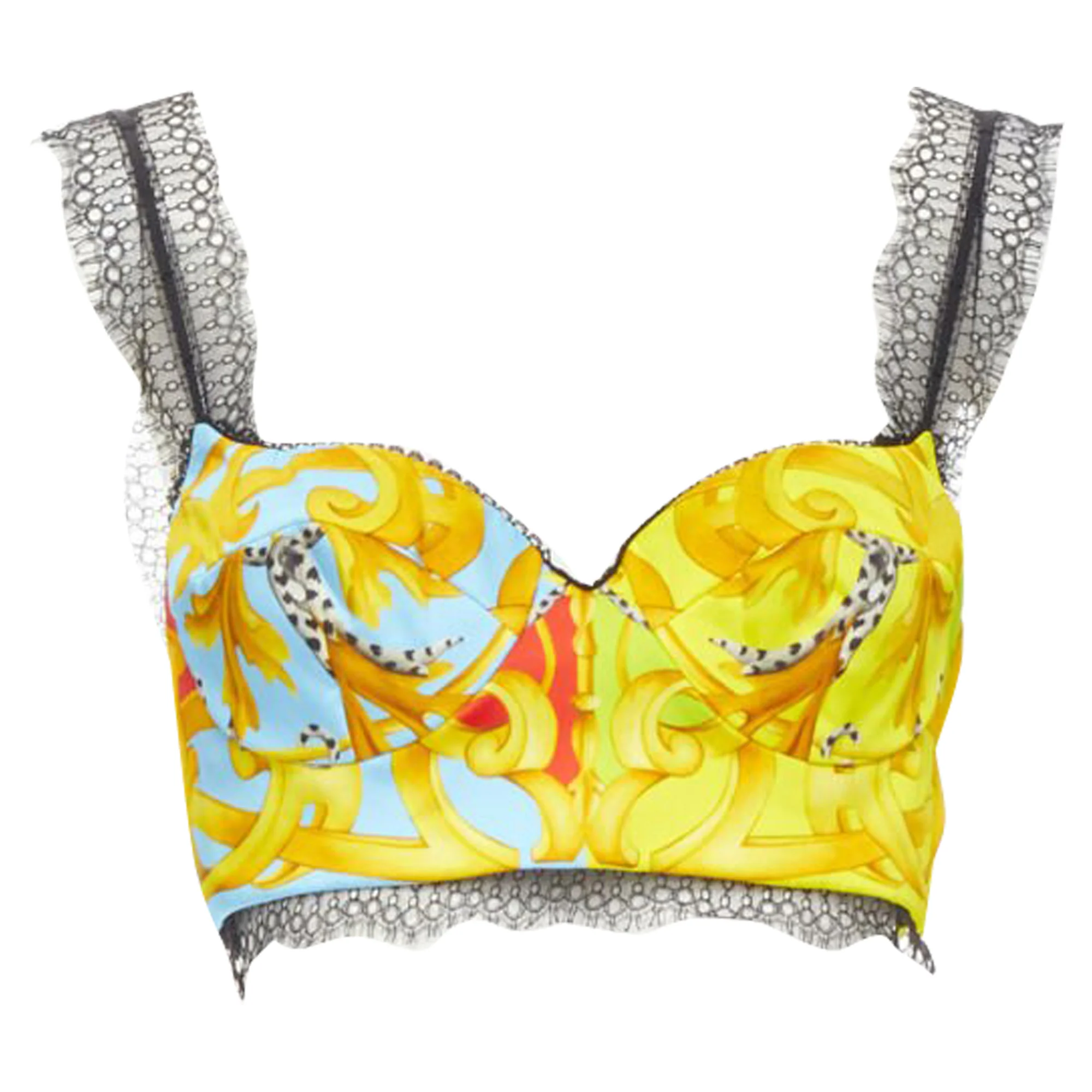Women's Versace Barocco Acanthus lace boned bralette crop top - Image 3