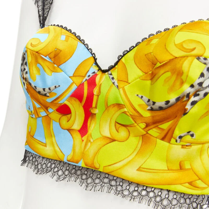 Women's Versace Barocco Acanthus lace boned bralette crop top - Image 8