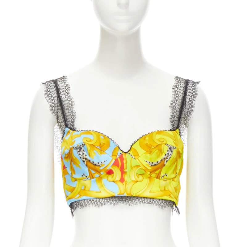 Women's Versace Barocco Acanthus lace boned bralette crop top - Image 9