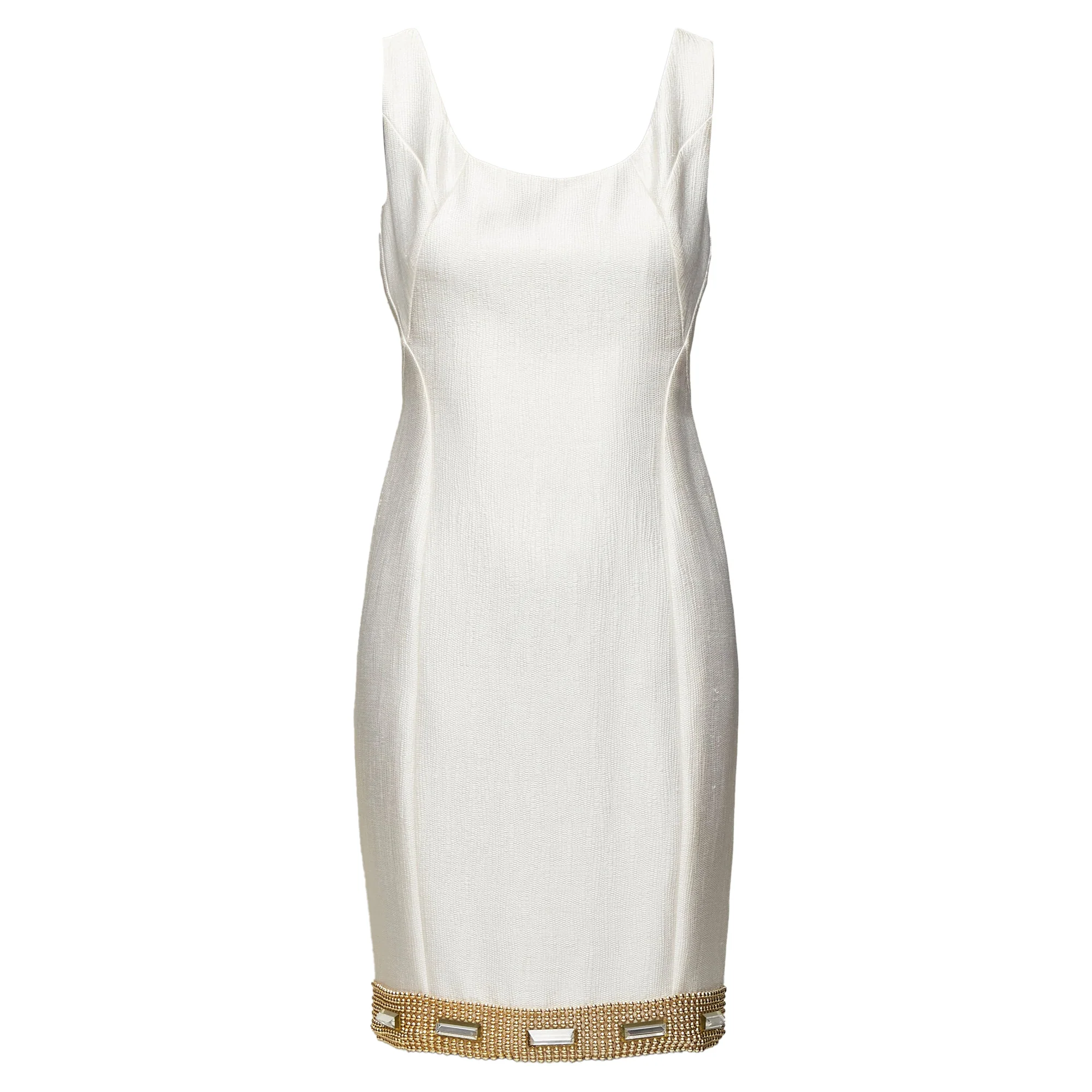 Women's Versace Bead Clear Crystal Embellished Hem Shift Dress