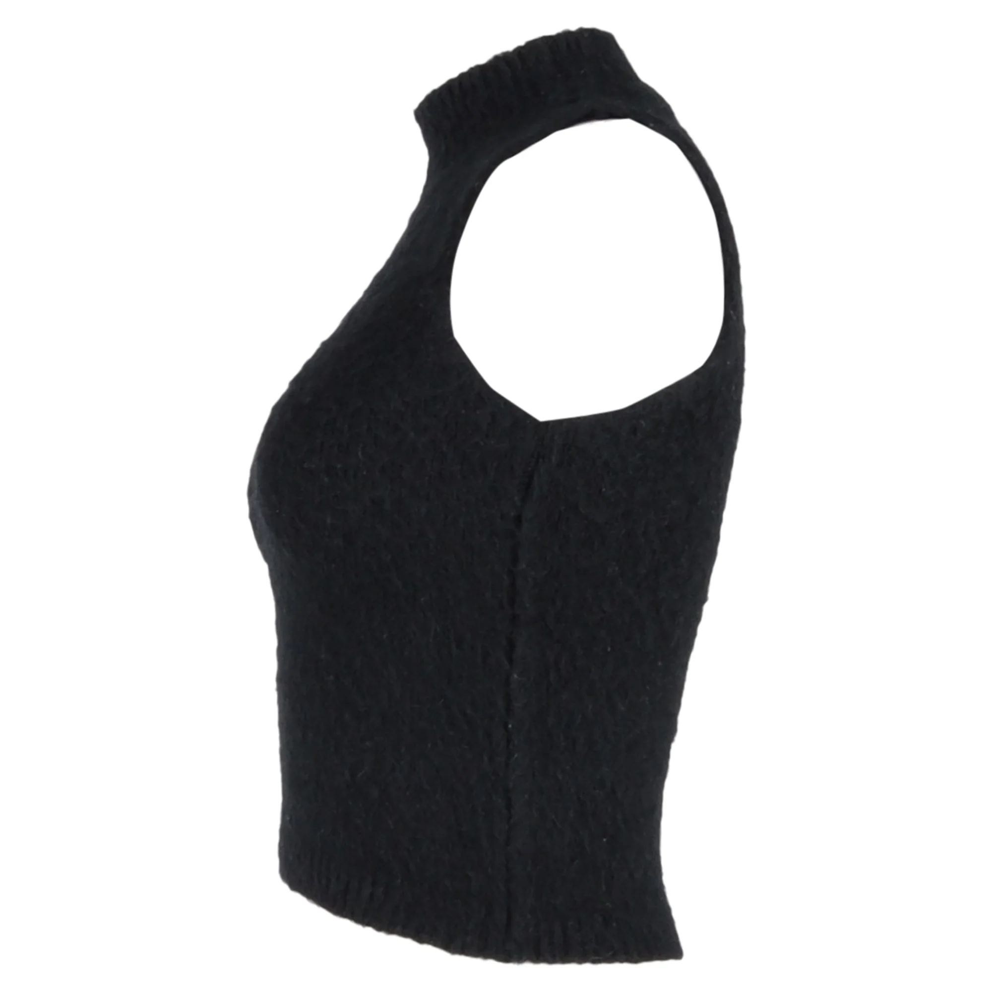 Women's Versace High Neck Sleeveless Top in Black Mohair - Image 2