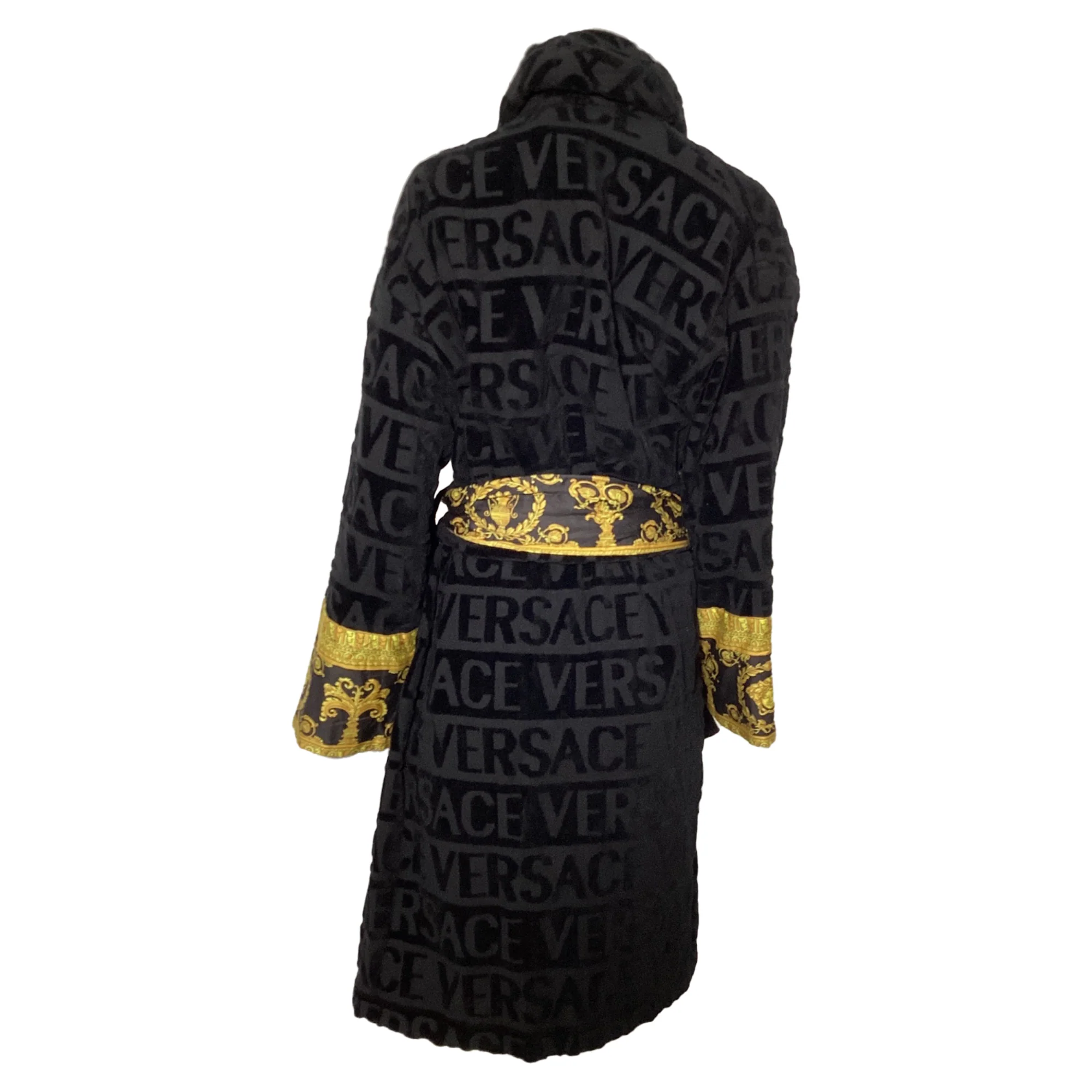 Women's Versace I Love Baroque Bathrobe in Black Cotton - Image 4