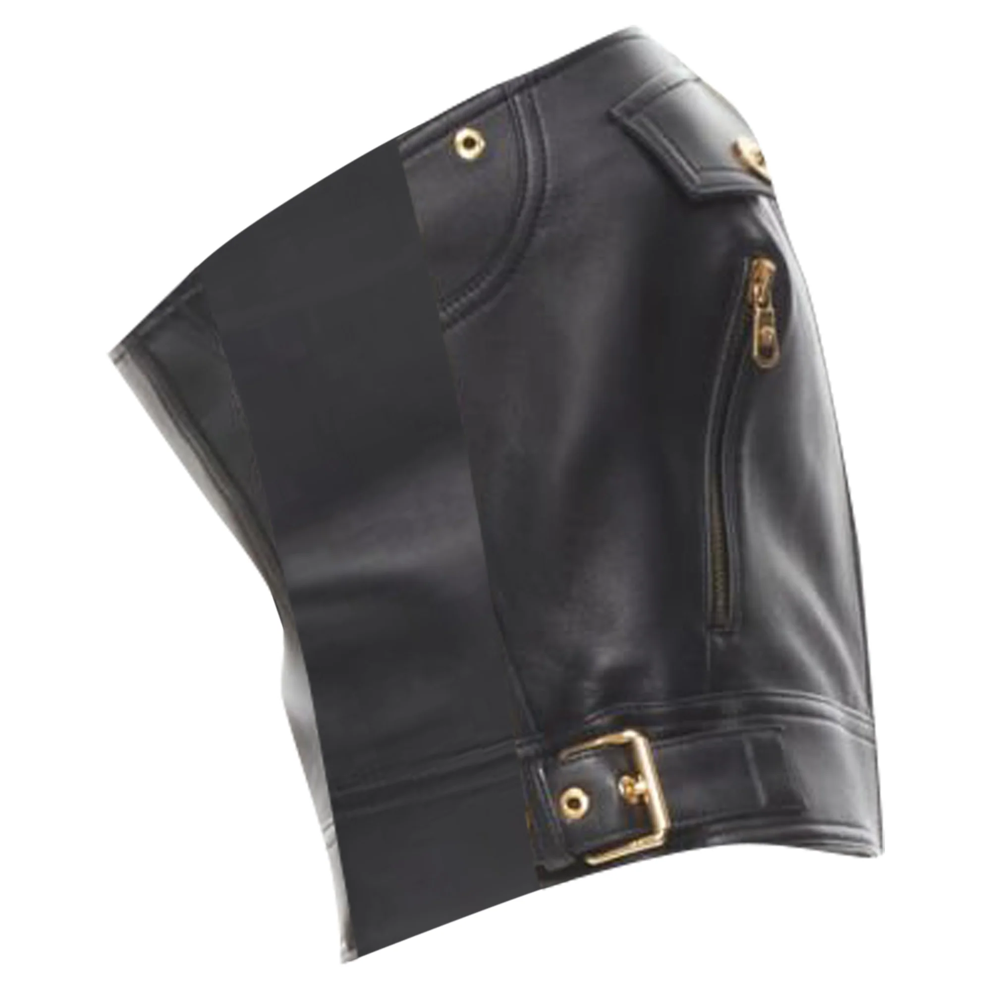 Women's Versace leather g-tone Medusa biker btier top - Image 3