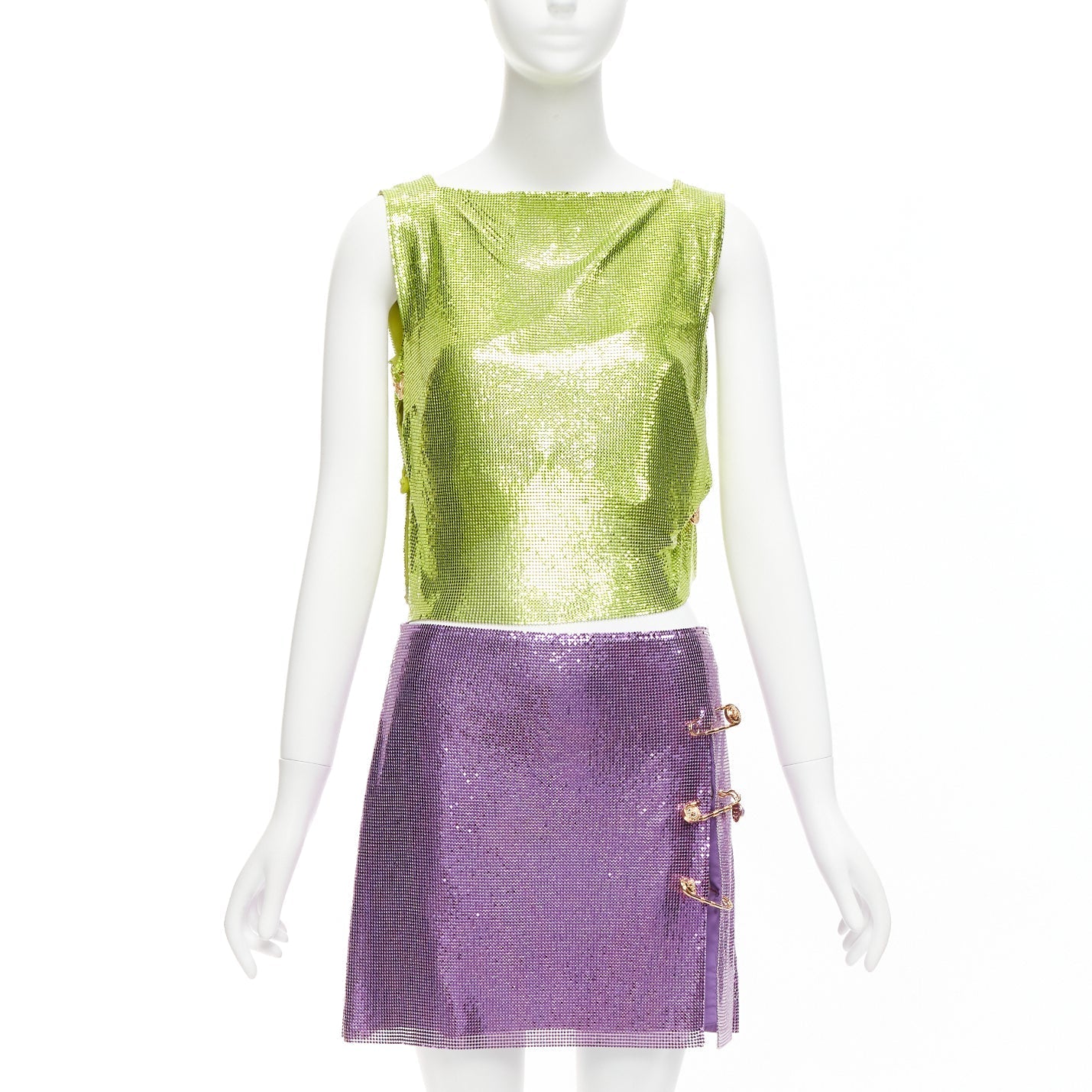 Women's Versace Metal Chainmail Safety Pin Top Skirt - Image 7