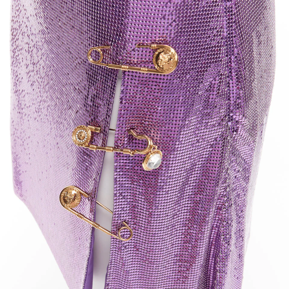 Women's Versace Metal Chainmail Safety Pin Top Skirt - Image 8