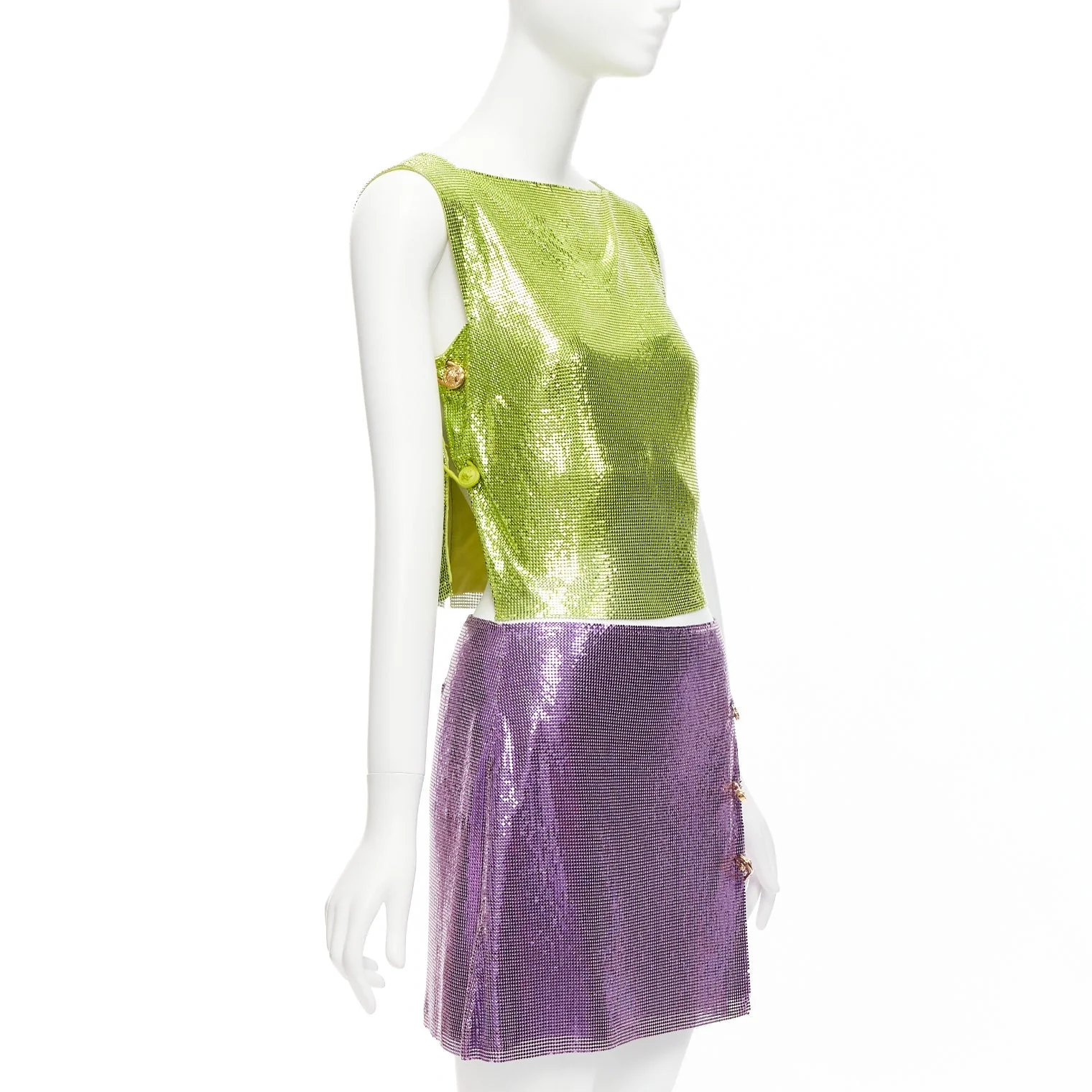 Women's Versace Metal Chainmail Safety Pin Top Skirt - Image 9