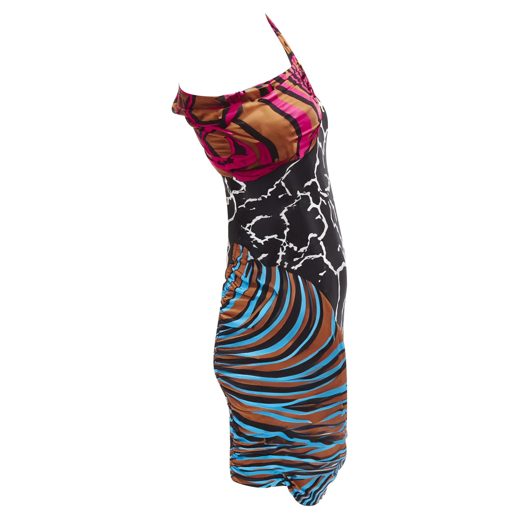 Women's Versace Mixed Giraffe Print Logo Clip Body Con Wiggle Dress - Image 4