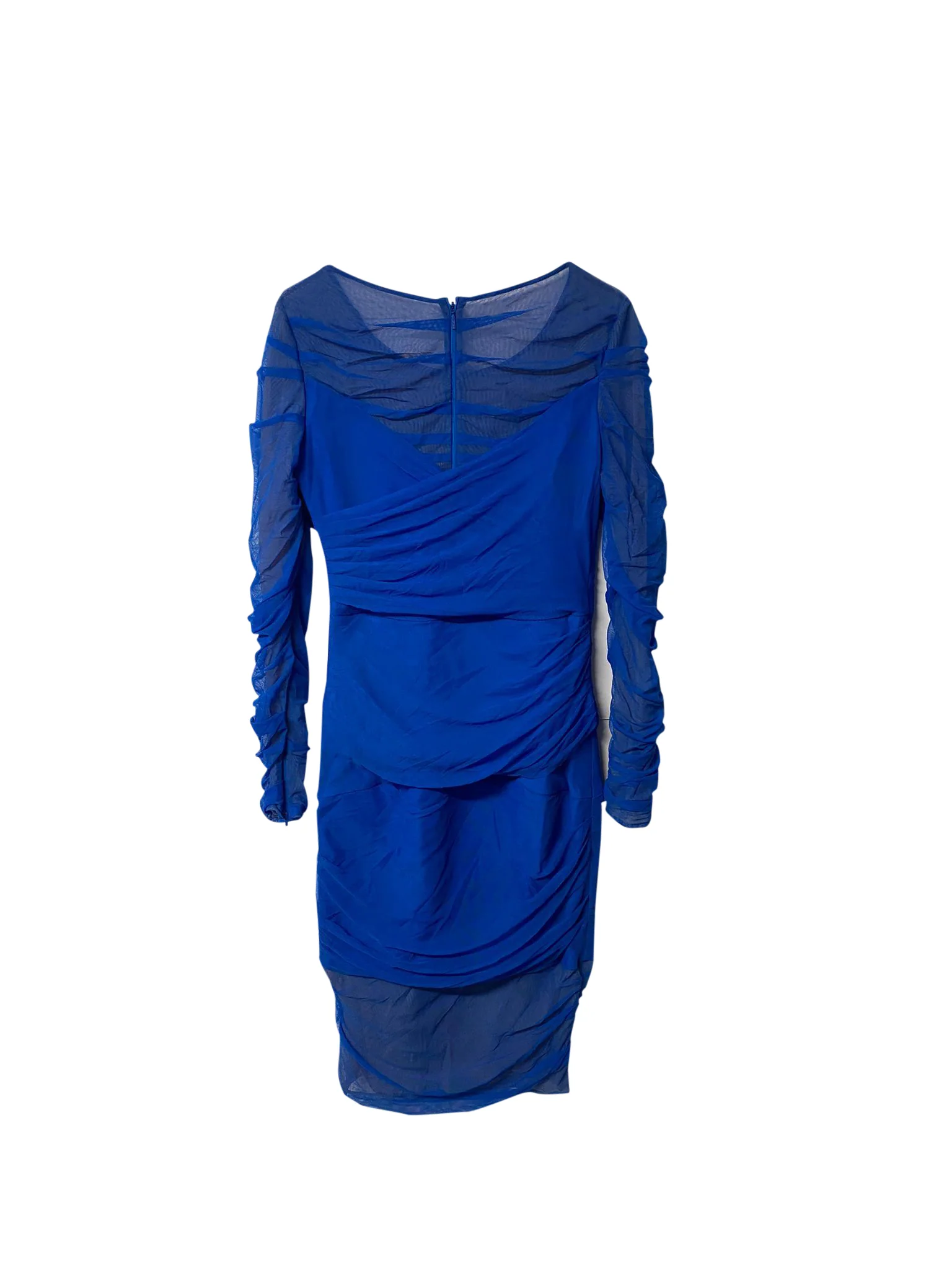 Women's Versace Ruched Mesh Dress in Blue Polyamide - Image 4