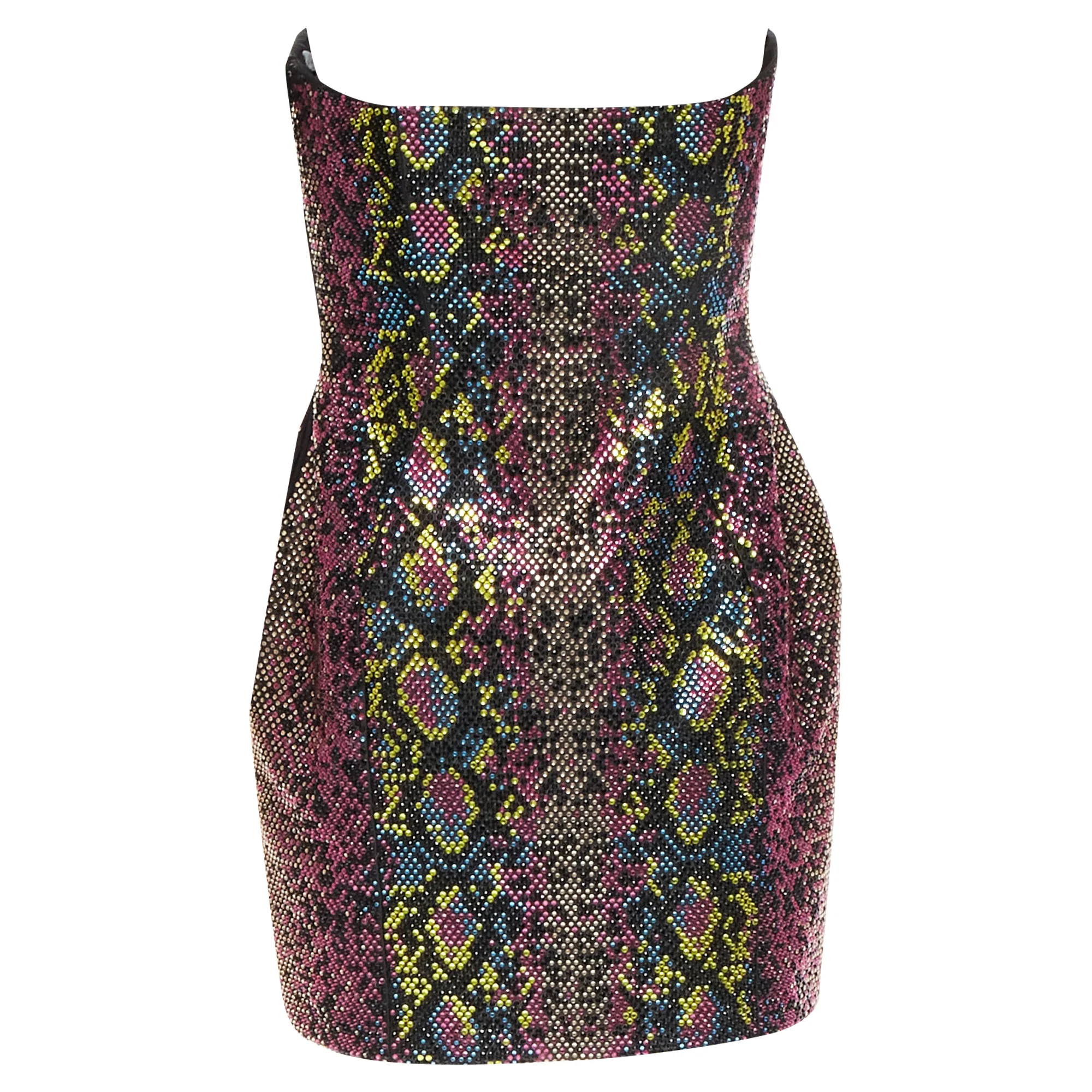 Women's Versace scaled crystal encrusted strapless dress - Image 5