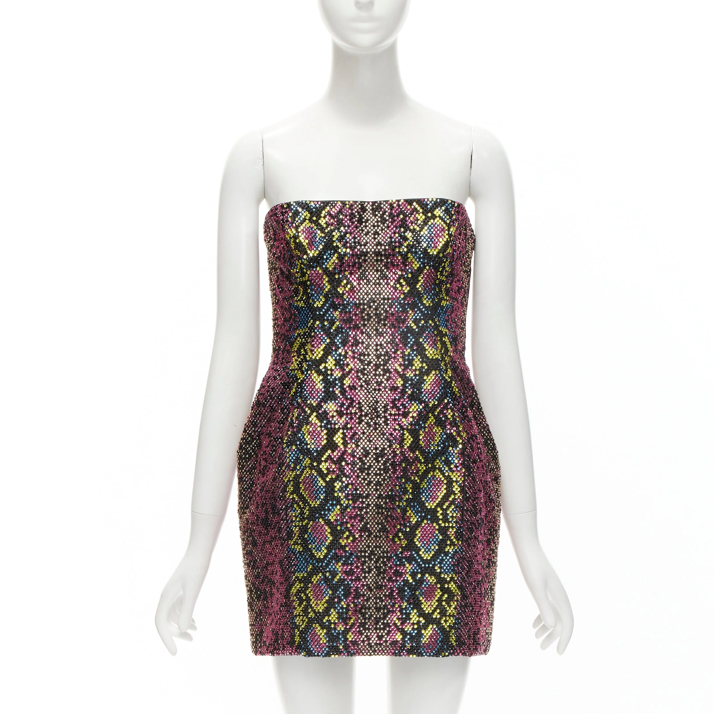 Women's Versace scaled crystal encrusted strapless dress - Image 7