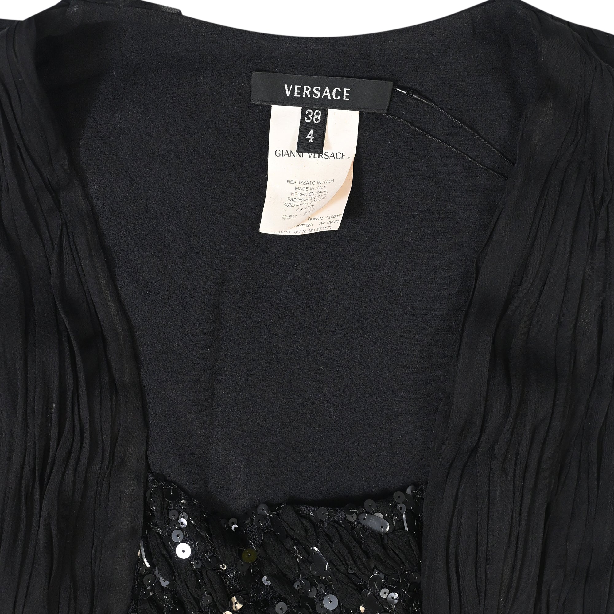 Women's Versace Sequin Detail Midi Halter Neck Dress in Black Viscose - Image 5