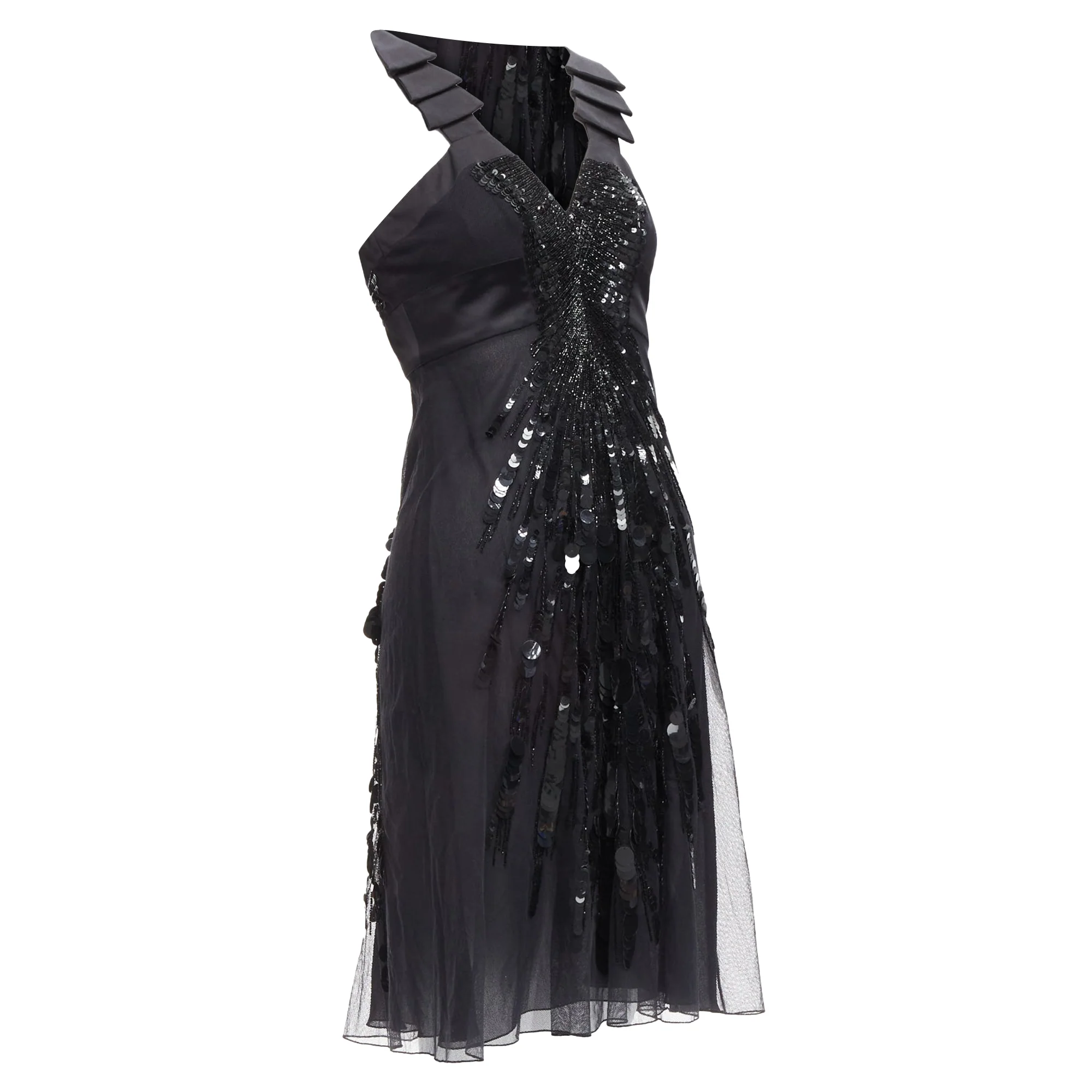 Women's Versace sequins bead embellishment ruffle strap dress - Image 3