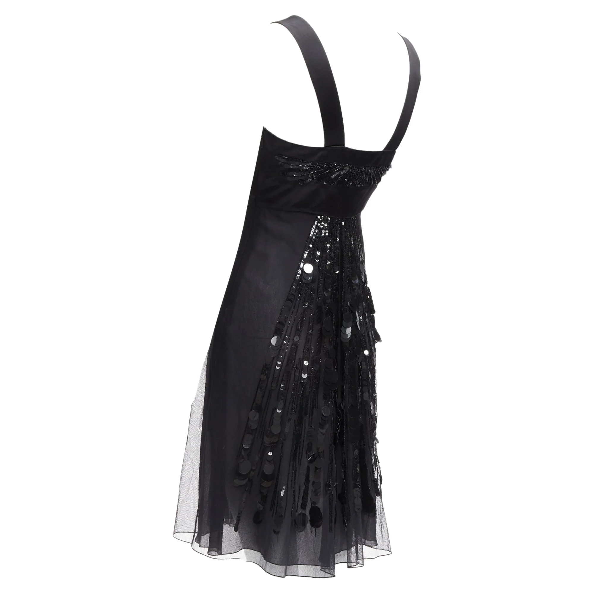 Women's Versace sequins bead embellishment ruffle strap dress - Image 6