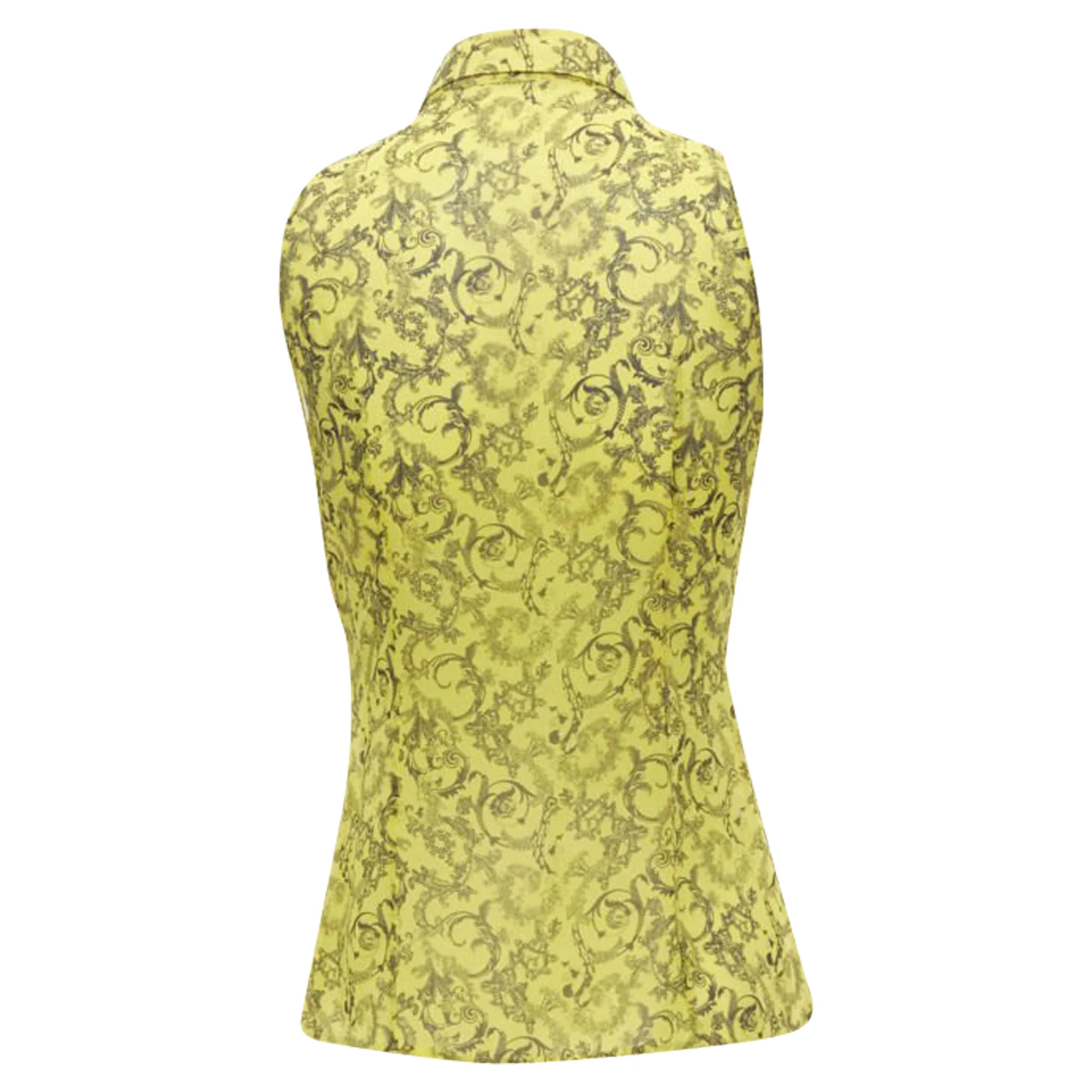 Women's Versace silk Baroque print dot pleated collar sleeveless shirt - Image 5