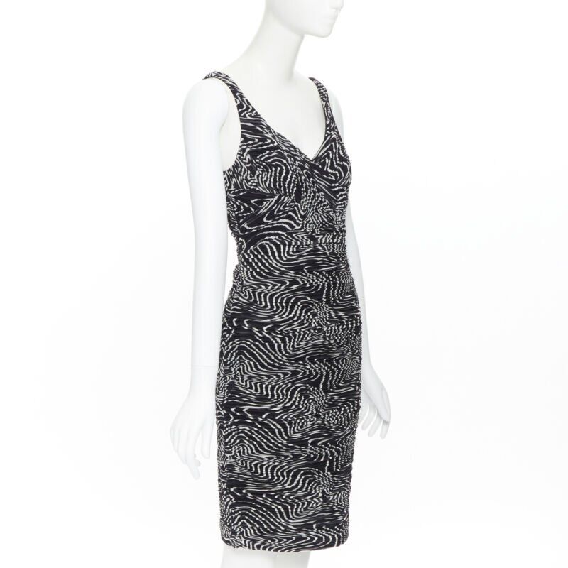 Women's Versace silk swirl print ruche pleated cocktail dress - Image 10