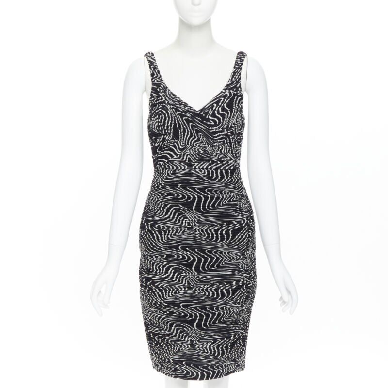 Women's Versace silk swirl print ruche pleated cocktail dress - Image 7