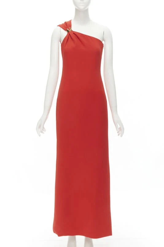 Women's Versace silk VirtV clasp one shoulder gown dress - Image 7