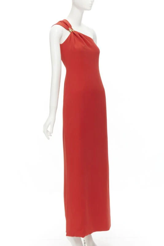 Women's Versace silk VirtV clasp one shoulder gown dress - Image 9