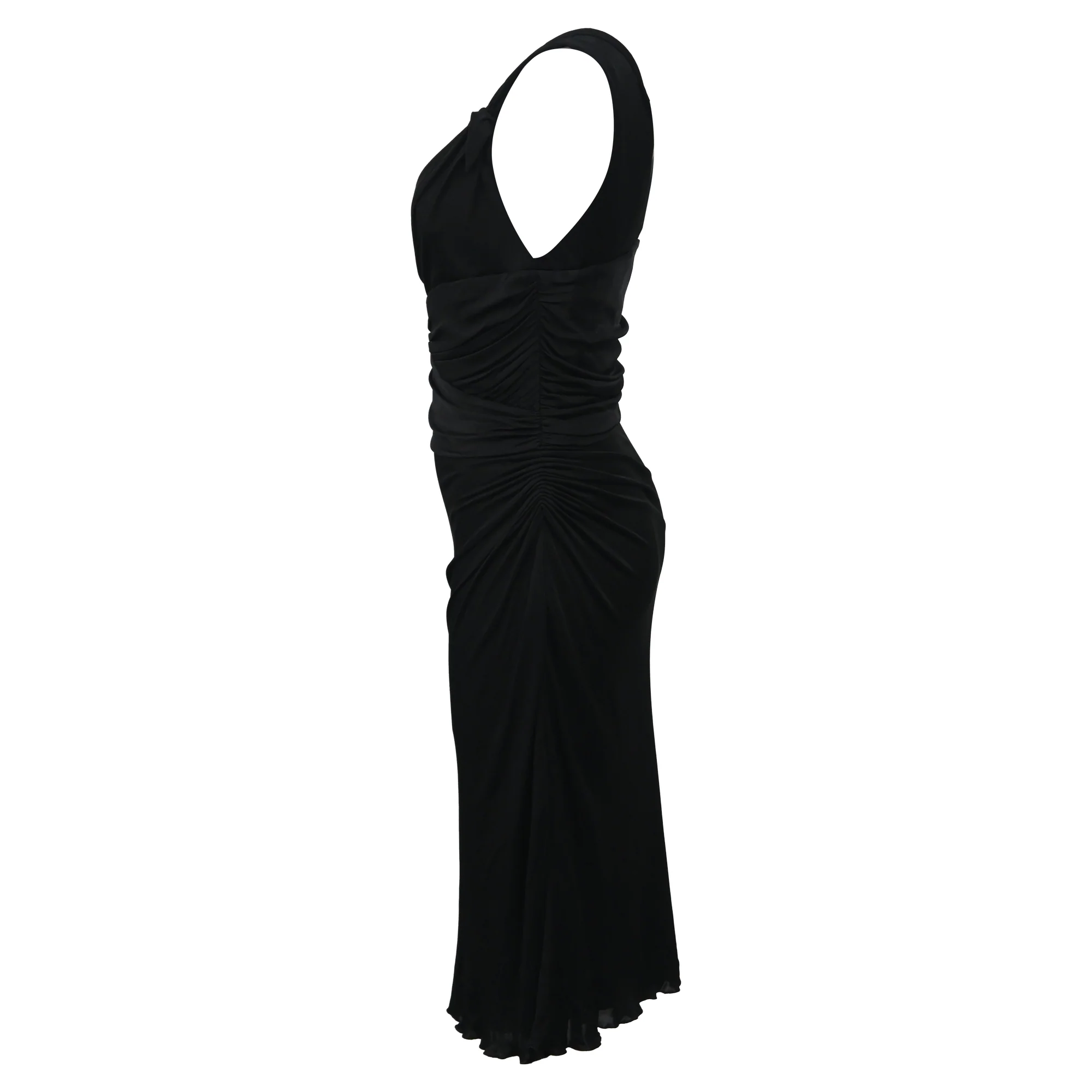 Women's Versace V-neck Knee-Length Dress in Black Polyester - Image 2