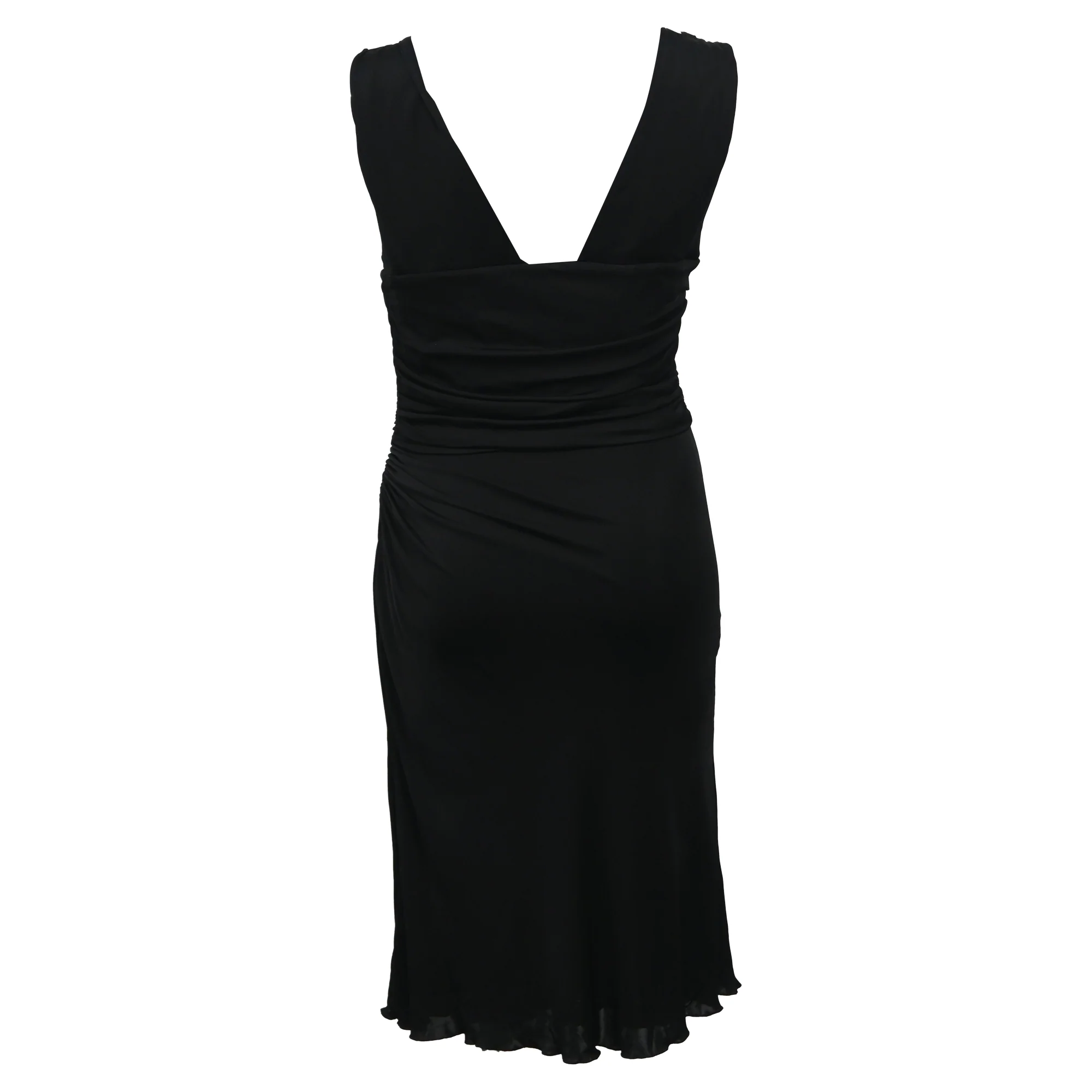 Women's Versace V-neck Knee-Length Dress in Black Polyester - Image 3