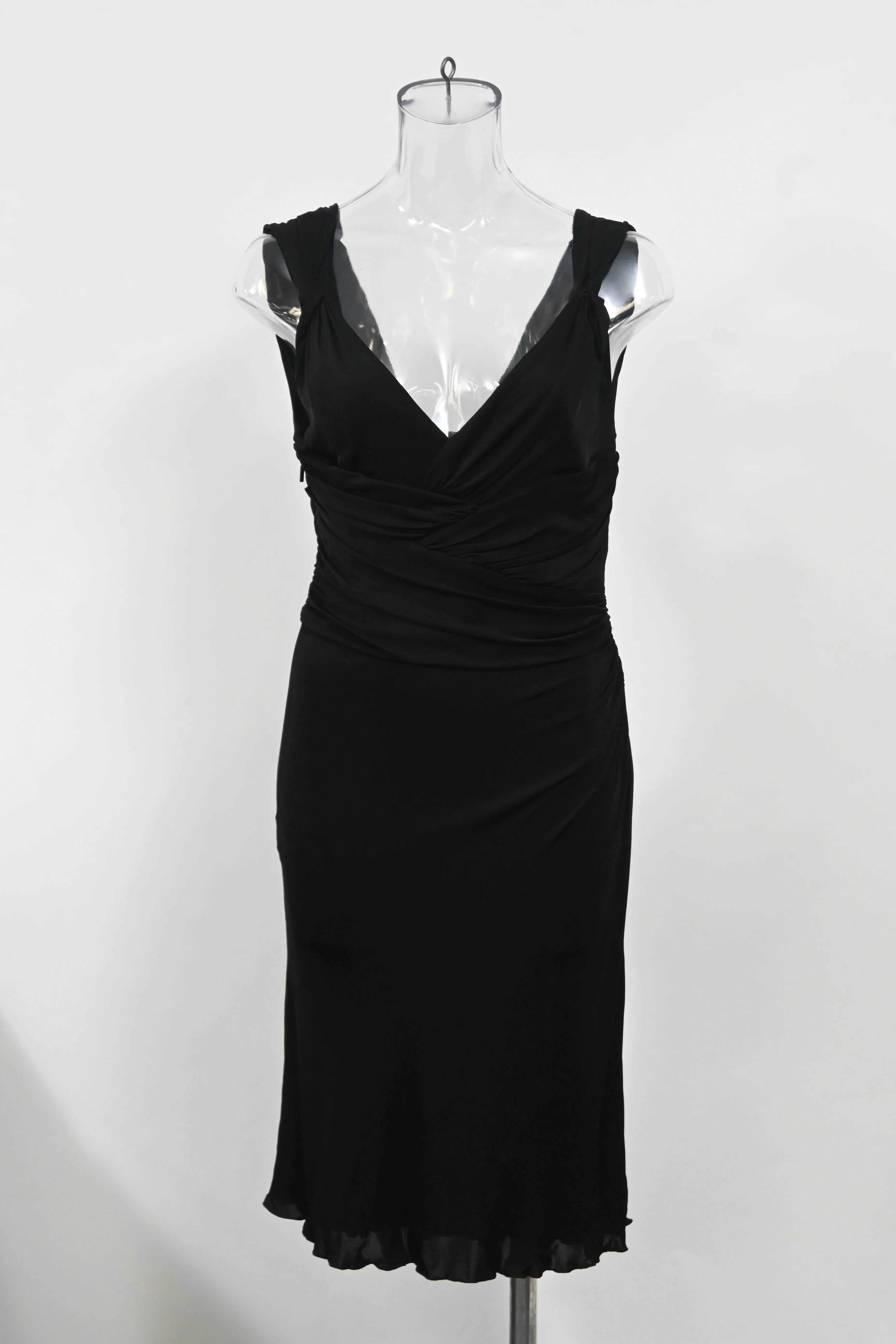 Women's Versace V-neck Knee-Length Dress in Black Polyester - Image 6