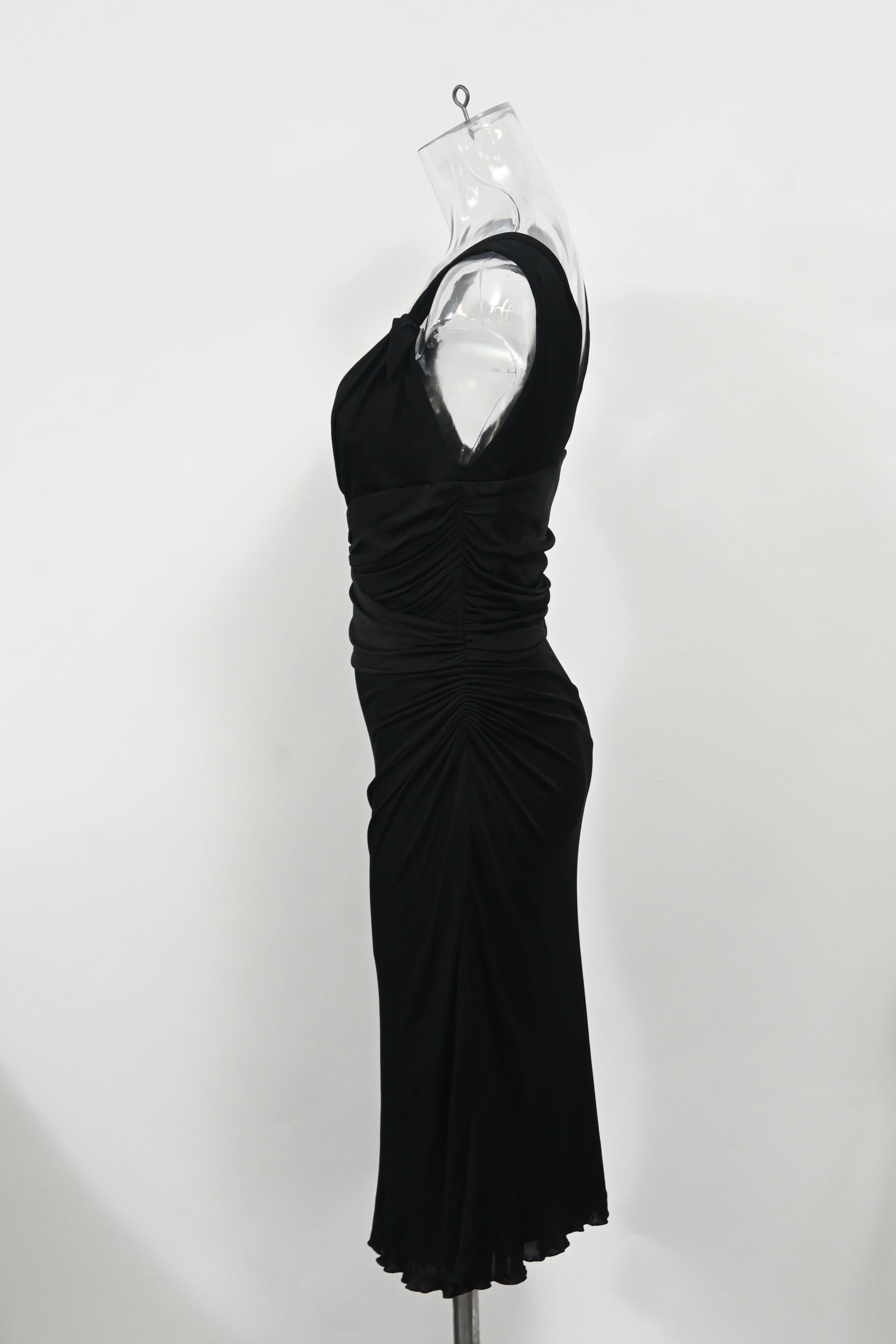 Women's Versace V-neck Knee-Length Dress in Black Polyester - Image 7
