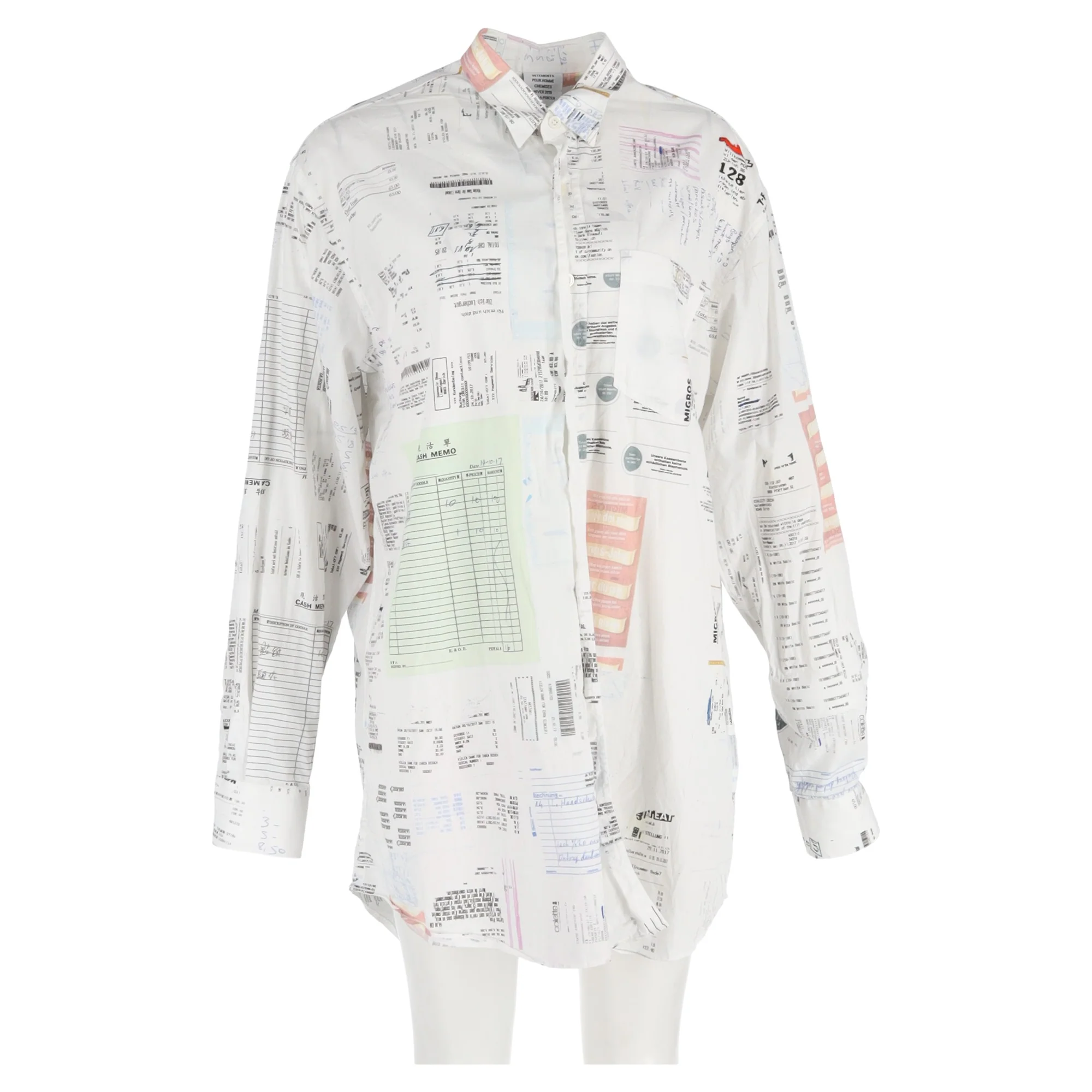 Women's Vetements Hiver 2019 Receipt Button Up Shirt in White Cotton - Image 4