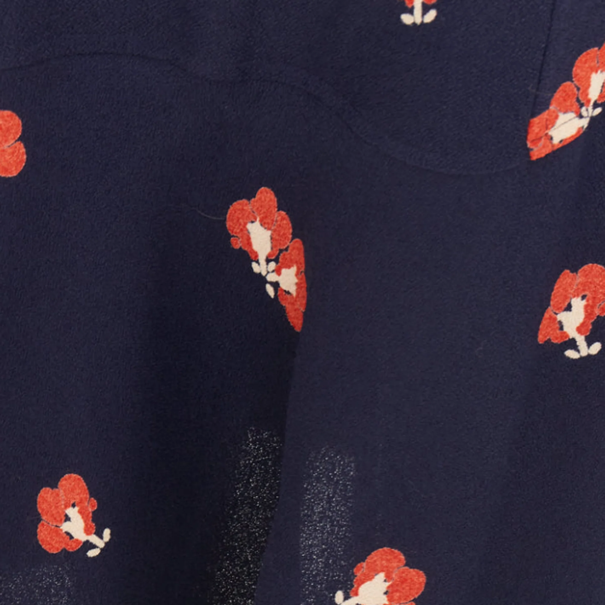 Women's VICTORIA BECKHAM 2018 navy orange floral print asymmetric panelled skirt UK10 M - Image 7