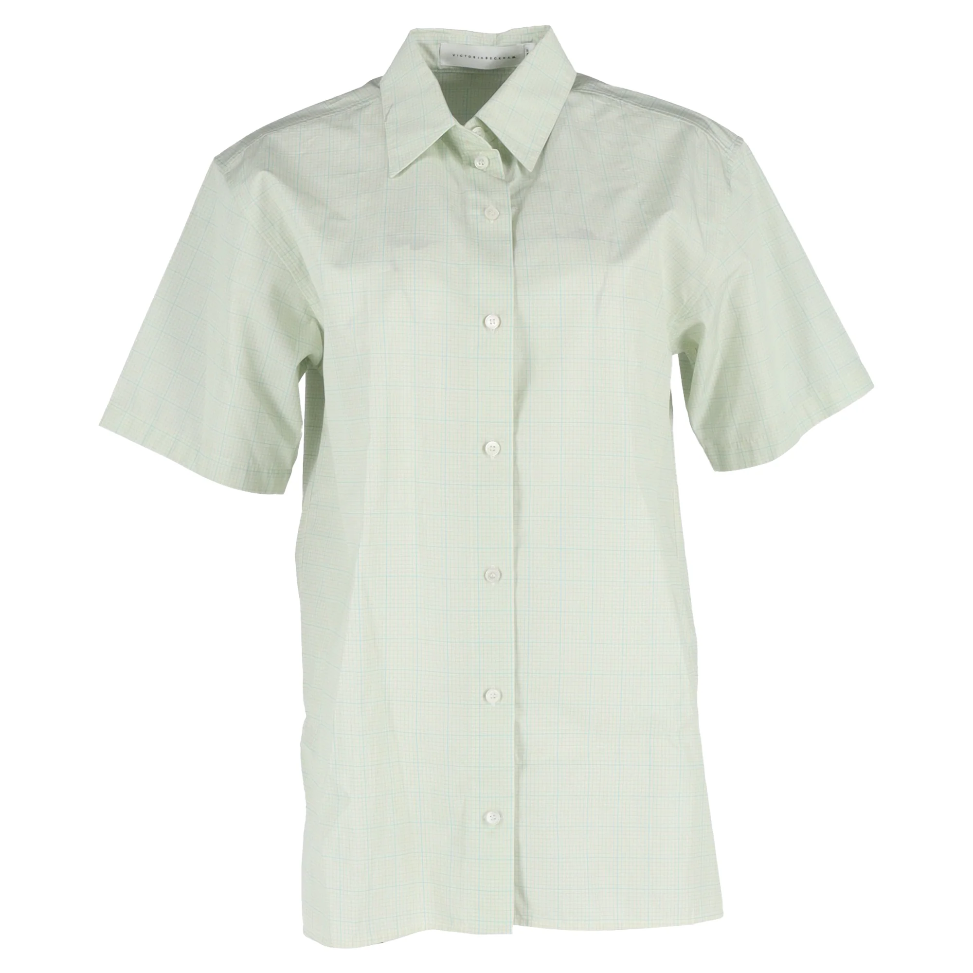Women's Victoria Beckham Check Print Shirt in Green Cotton