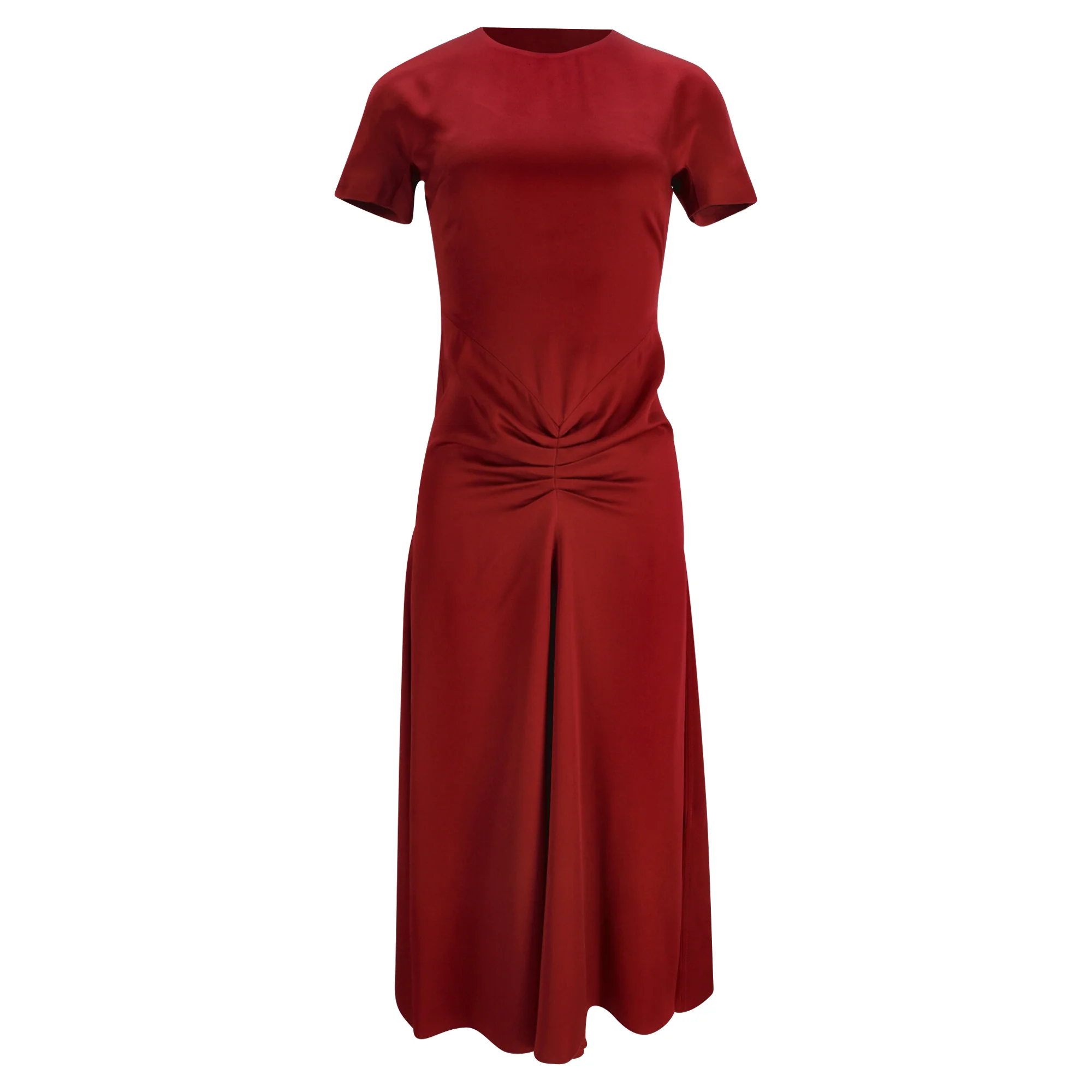 Women's Victoria Beckham Draped Satin Midi Dress in Red Acetate