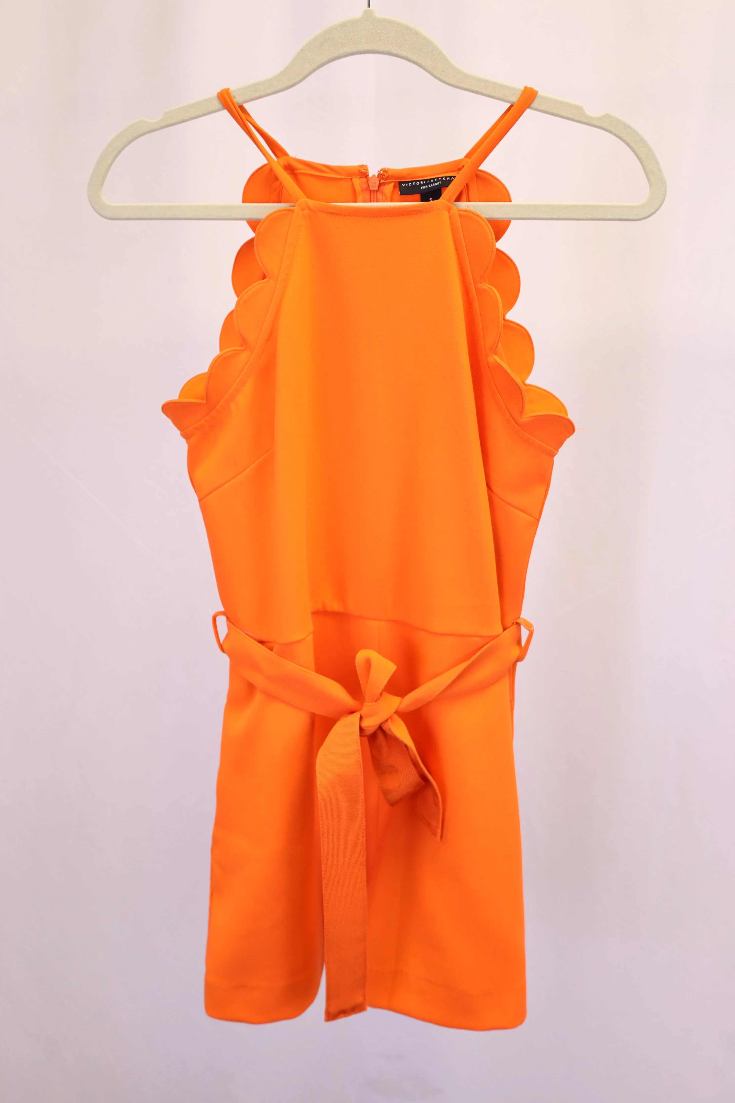 Women's Victoria Beckham For Target Scalloped Romper in Orange Polyester - Image 6
