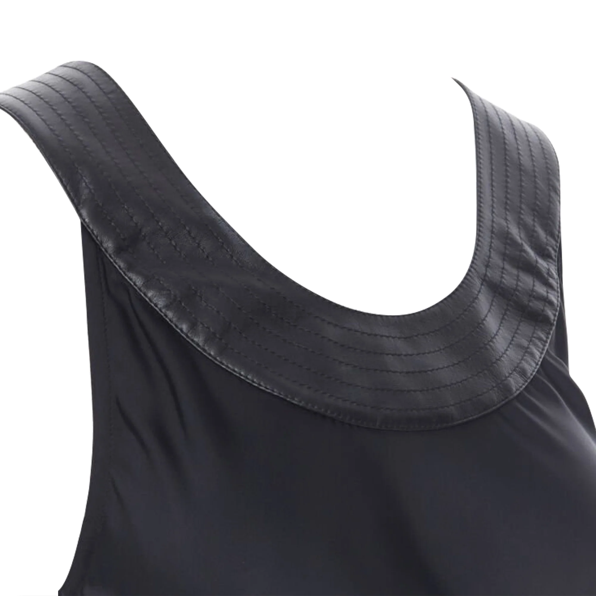 Women's Victoria Beckham heavy satin leather collar belted bias dress - Image 2