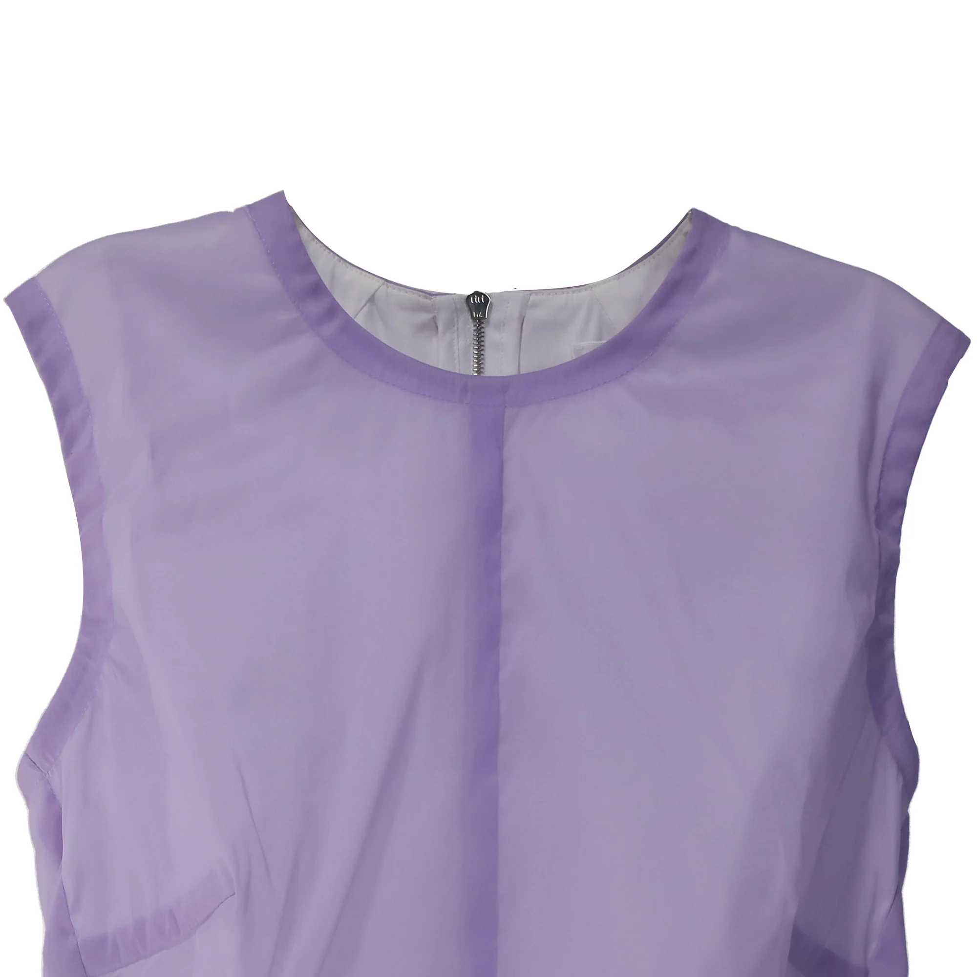 Women's Victoria Beckham Linear Fitted Midi Dress in Purple Silk - Image 2