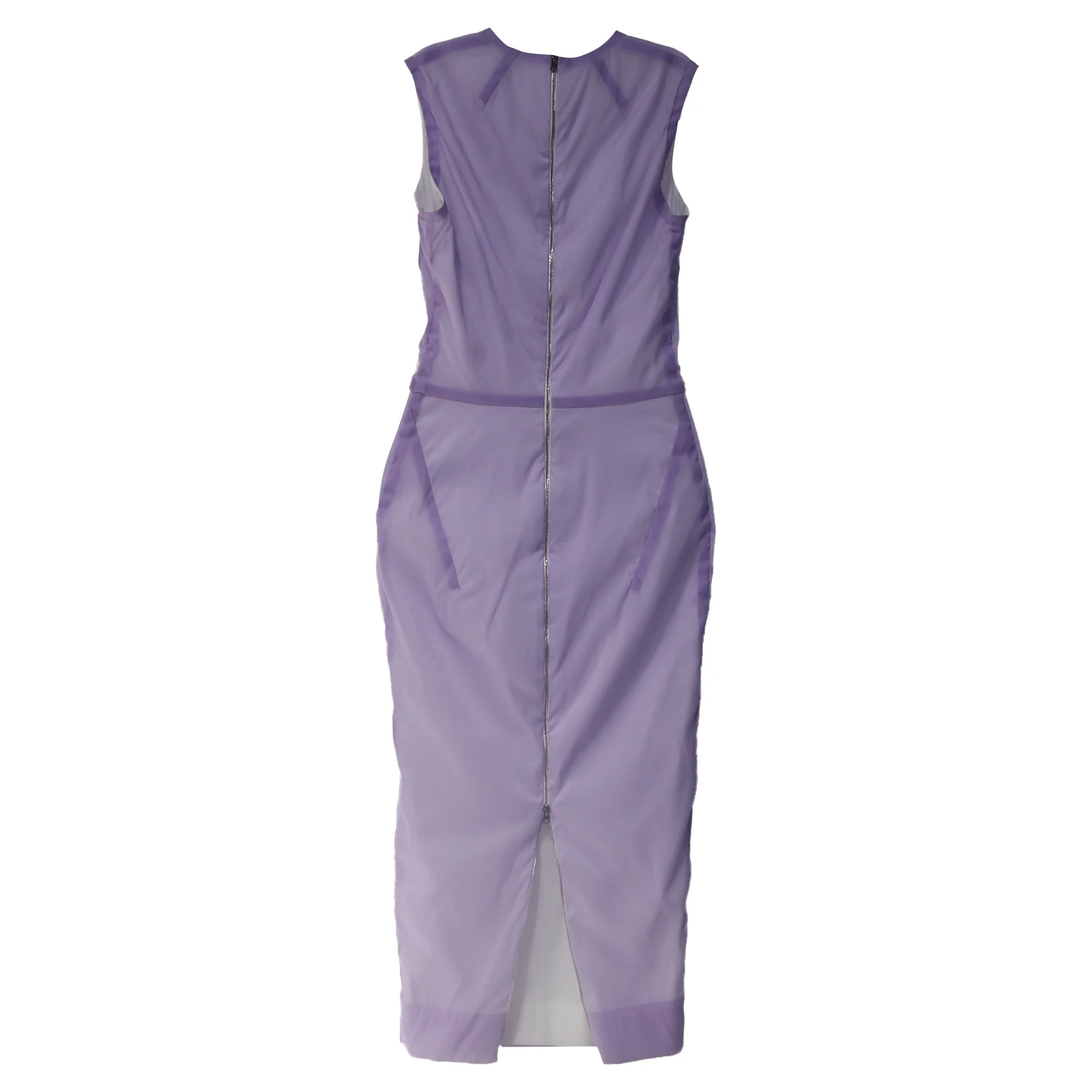 Women's Victoria Beckham Linear Fitted Midi Dress in Purple Silk - Image 3
