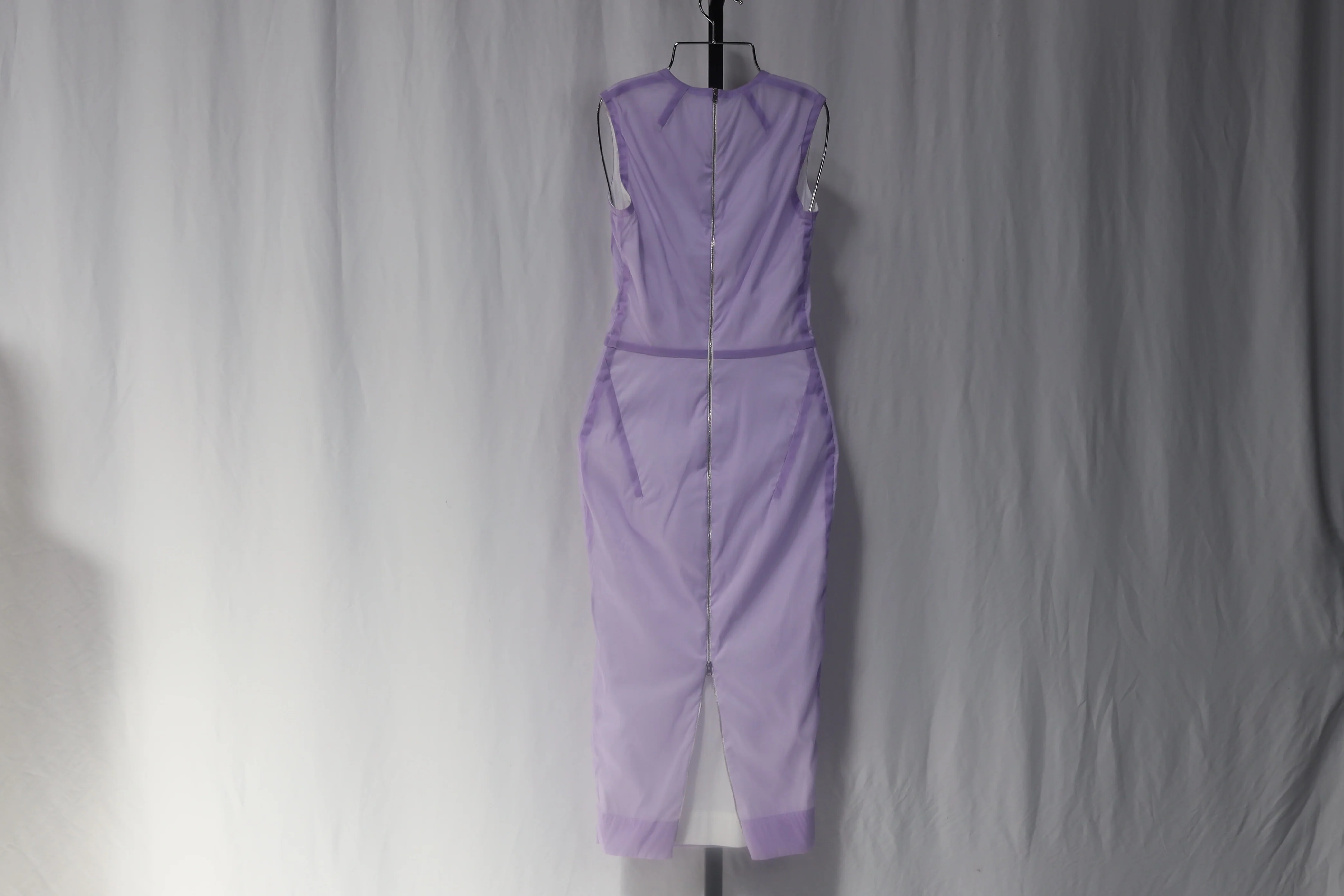 Women's Victoria Beckham Linear Fitted Midi Dress in Purple Silk - Image 8