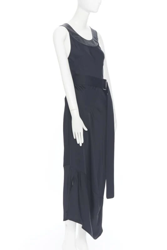 Women's Victoria Beckham satin leather collar belted dress - Image 9