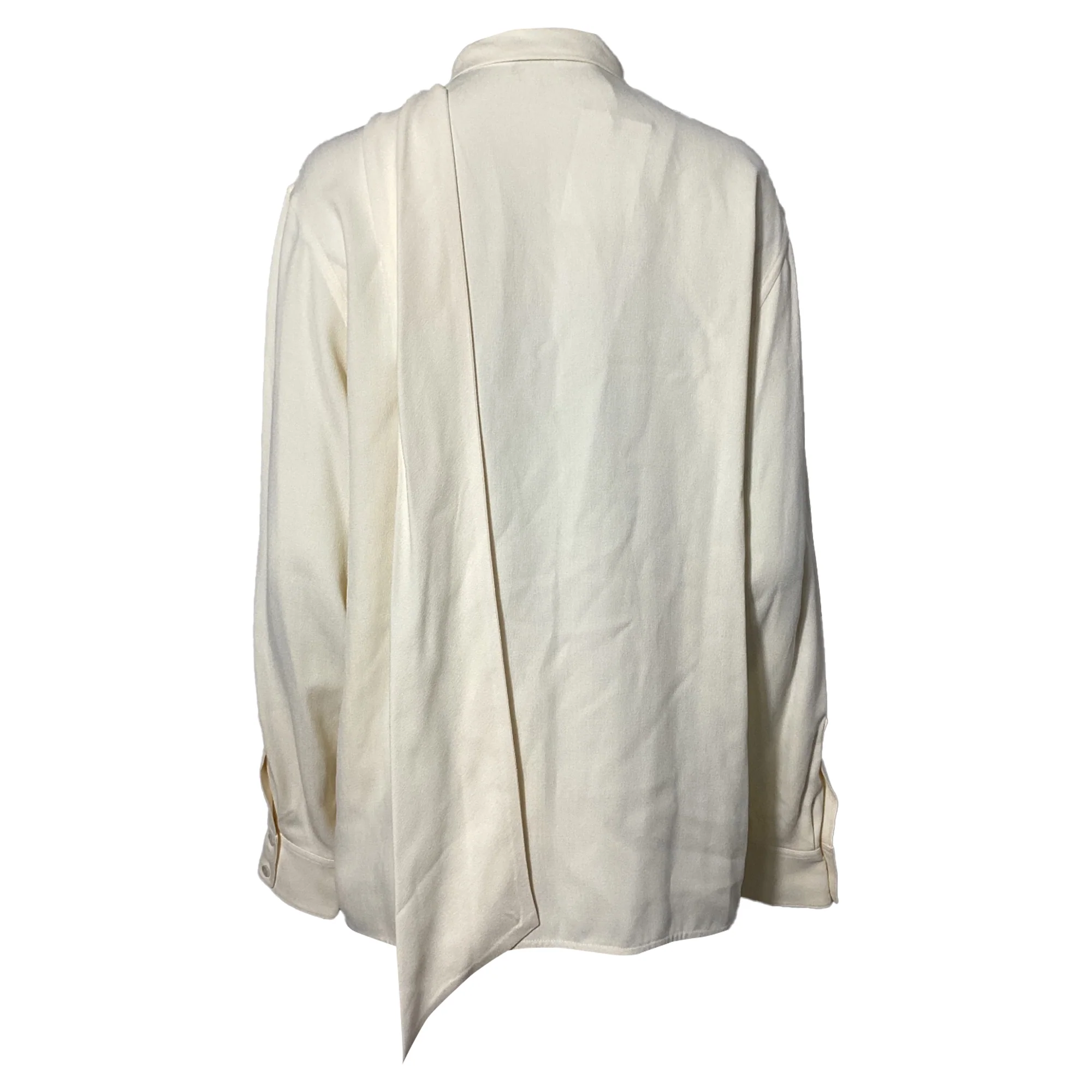 Women's Victoria Beckham Scarf Neck Long Sleeve Blouse in Cream Acetate - Image 3